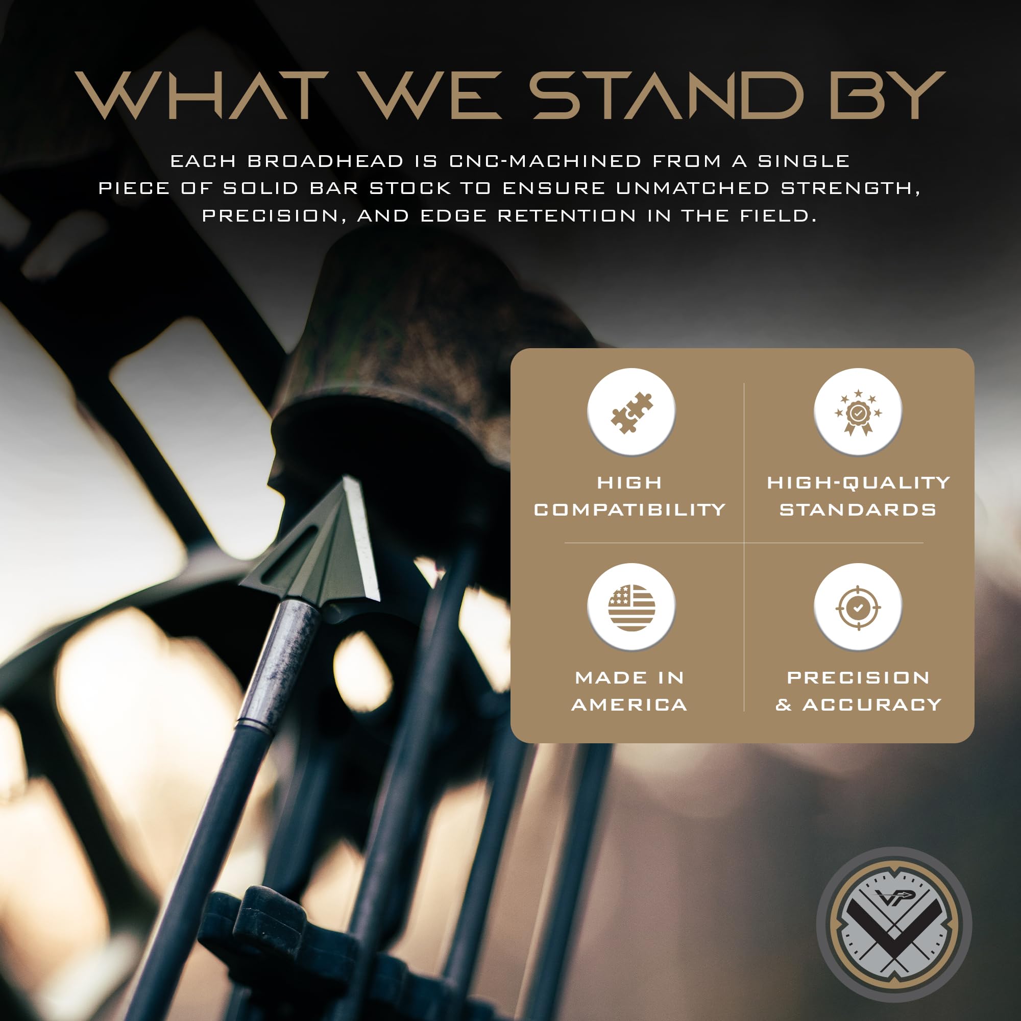 Vantage Point Archery VPA 1 1/8" 2 Blade 200 Grain Right Single Bevel Broadhead, Screw-in, 1045 Carbon Tool Steel 50-52 Rockwell, 3 Pack, Made in The USA
