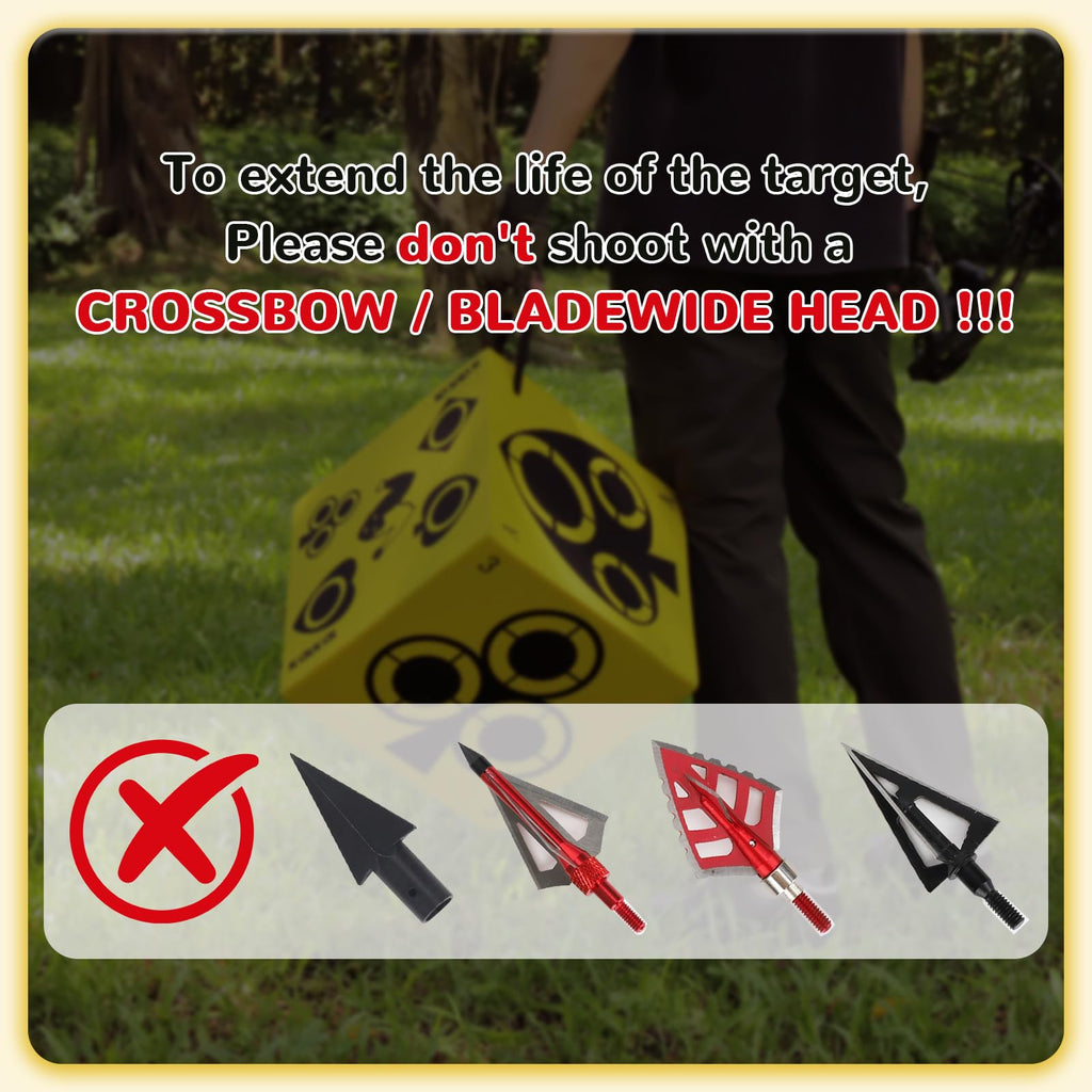 Kalkal Archery Target, 6 Side Foam Archery Target Block with Carry Handle, Easy Arrow Removal, Lightweight Poker Archery Targets for Backyard Practice