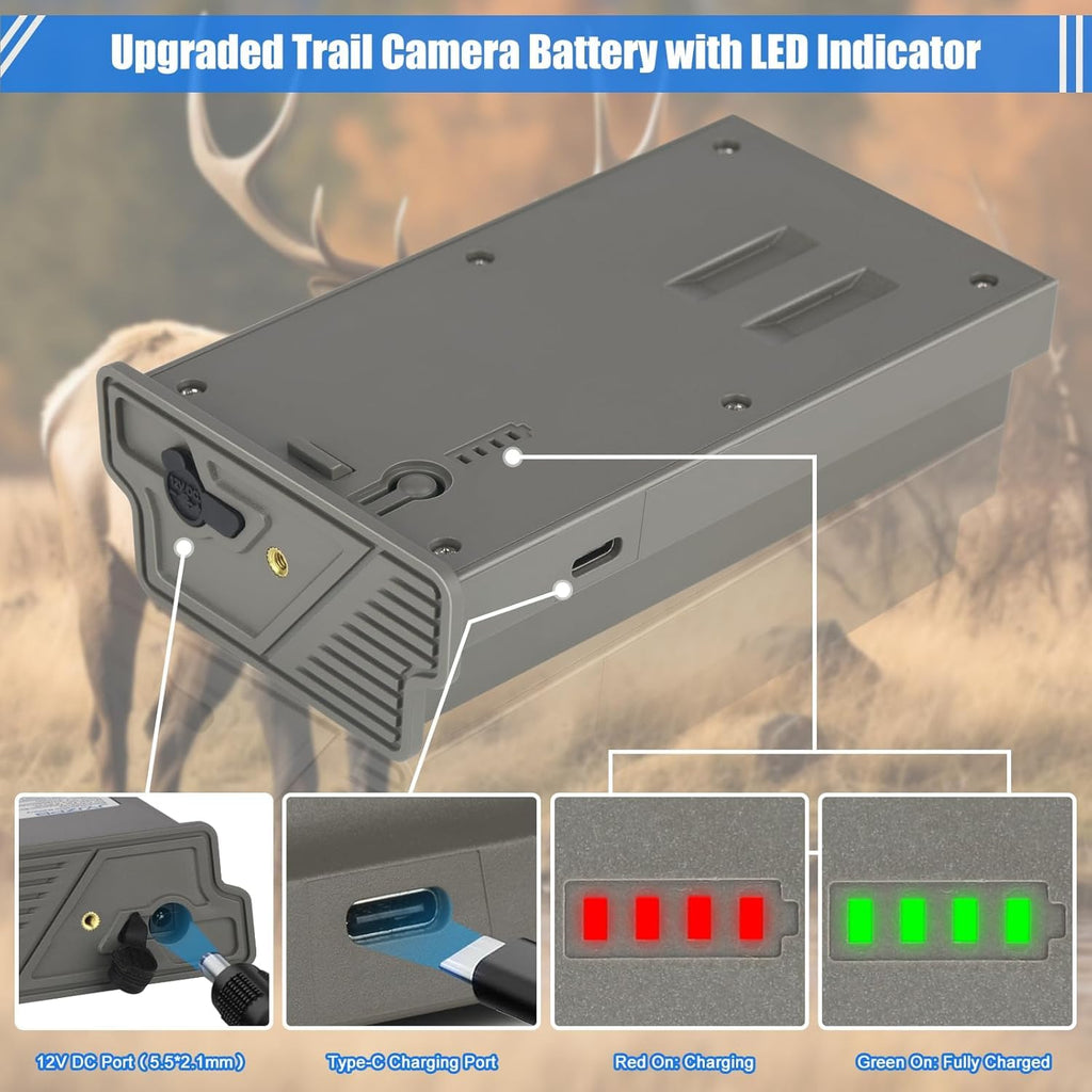 REACELL 4 Pack New Reveal Rechargeable Battery + Cartridge 4 Port Charger, Compatible with TACTACAM Reveal X Gen 3.0, Pro 3.0,X PRO, X 2.0, X, SK, XB Cellular Trail Camera