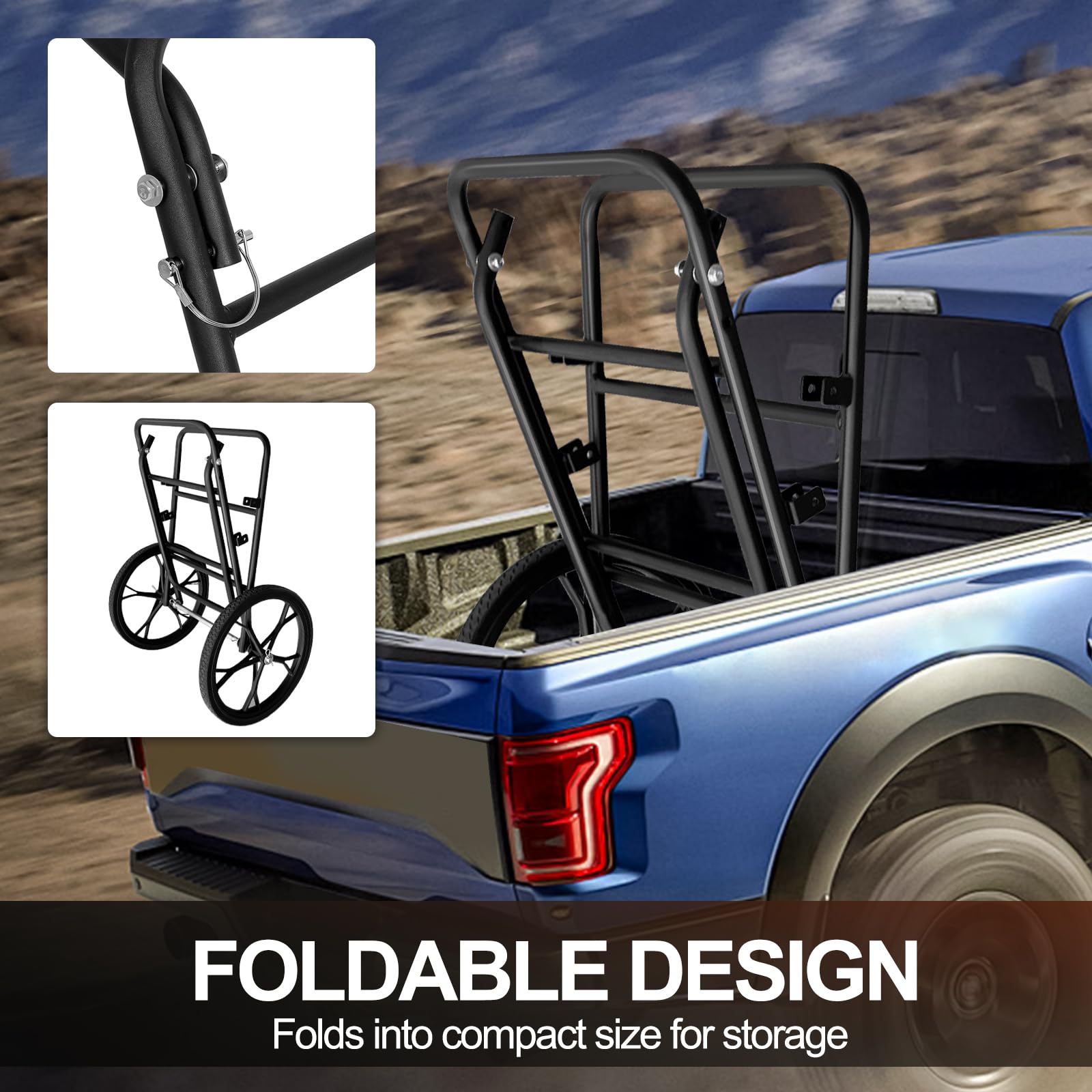 Deer Cart, 500 LBS Folding Deer Game Cart Hauler with 17'' Big Wheels, Heavy-Duty Metal Frame, Ergonomic Handle, Hunting, Camping, Fishing & Hiking