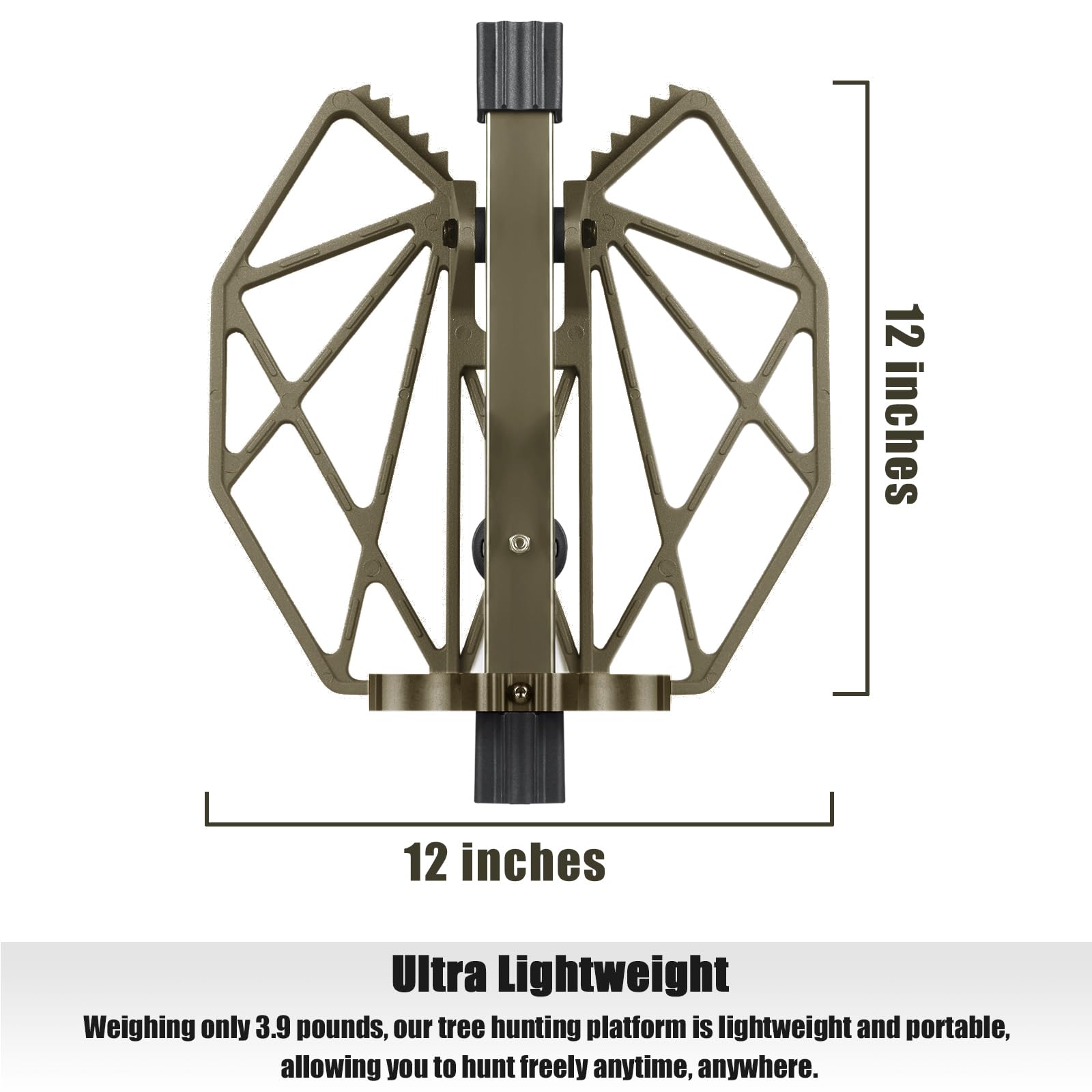 UIIHUNT Saddle Platform, Die-Cast Aluminum Construction Saddle Hunting Platform, Mobile Reliable Adjustable Hunting Platform, Silent Hunting Tree Saddle Hunting System Platform, 12"x 12" Platform