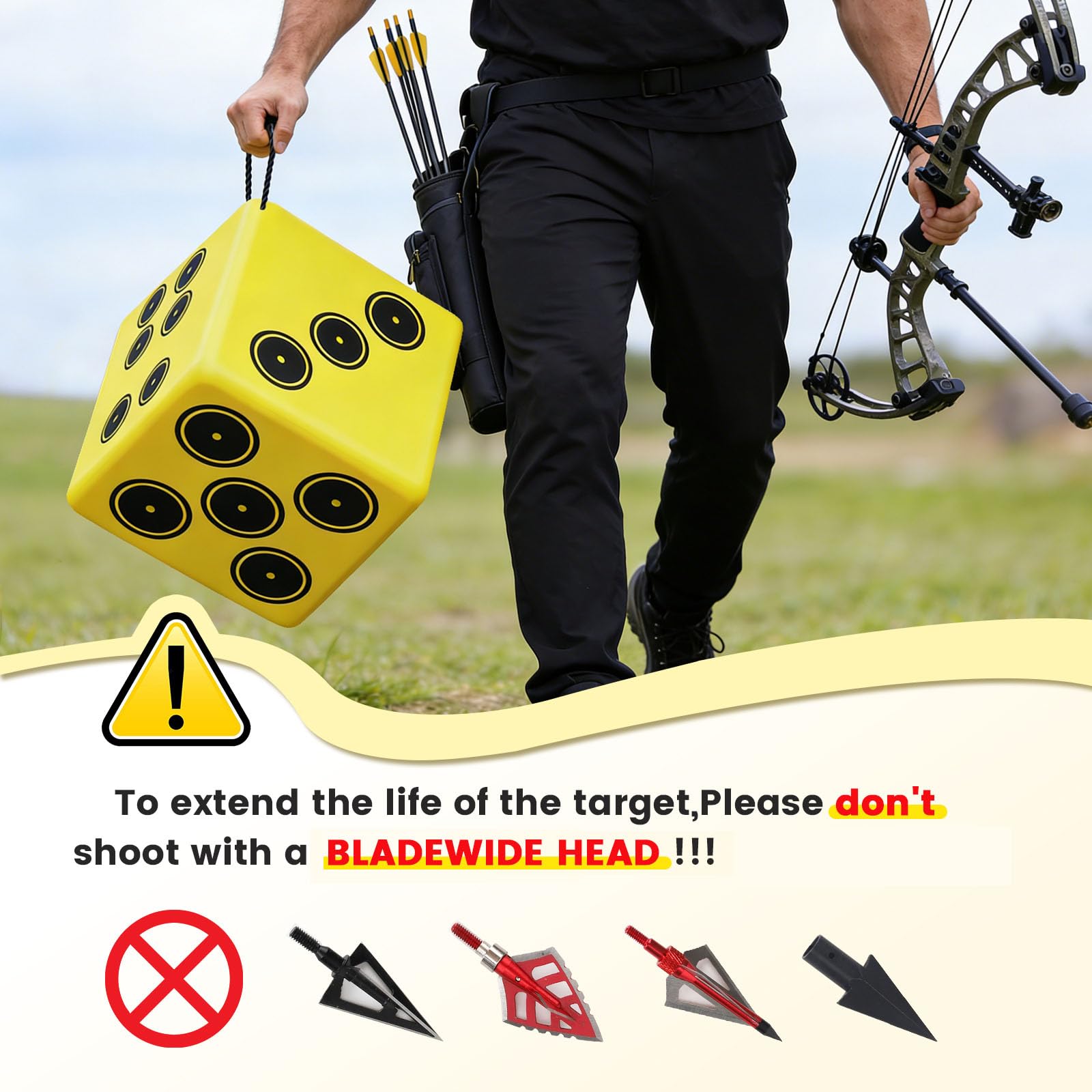 Kalkal Archery Target – 6-Sided Waterproof Archery Targets Block for 70 lb Bows, Portable Compound Bow Target with Carry Handle for Backyard & Outdoor Practice