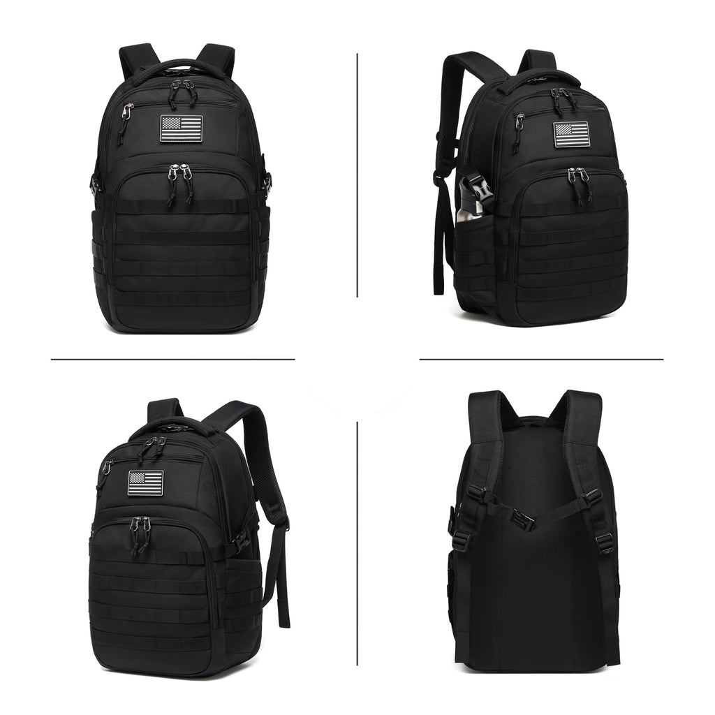 Wotony Military tactical backpack, backpack for men black small tactical assault bag (Black, 18.5 inch)