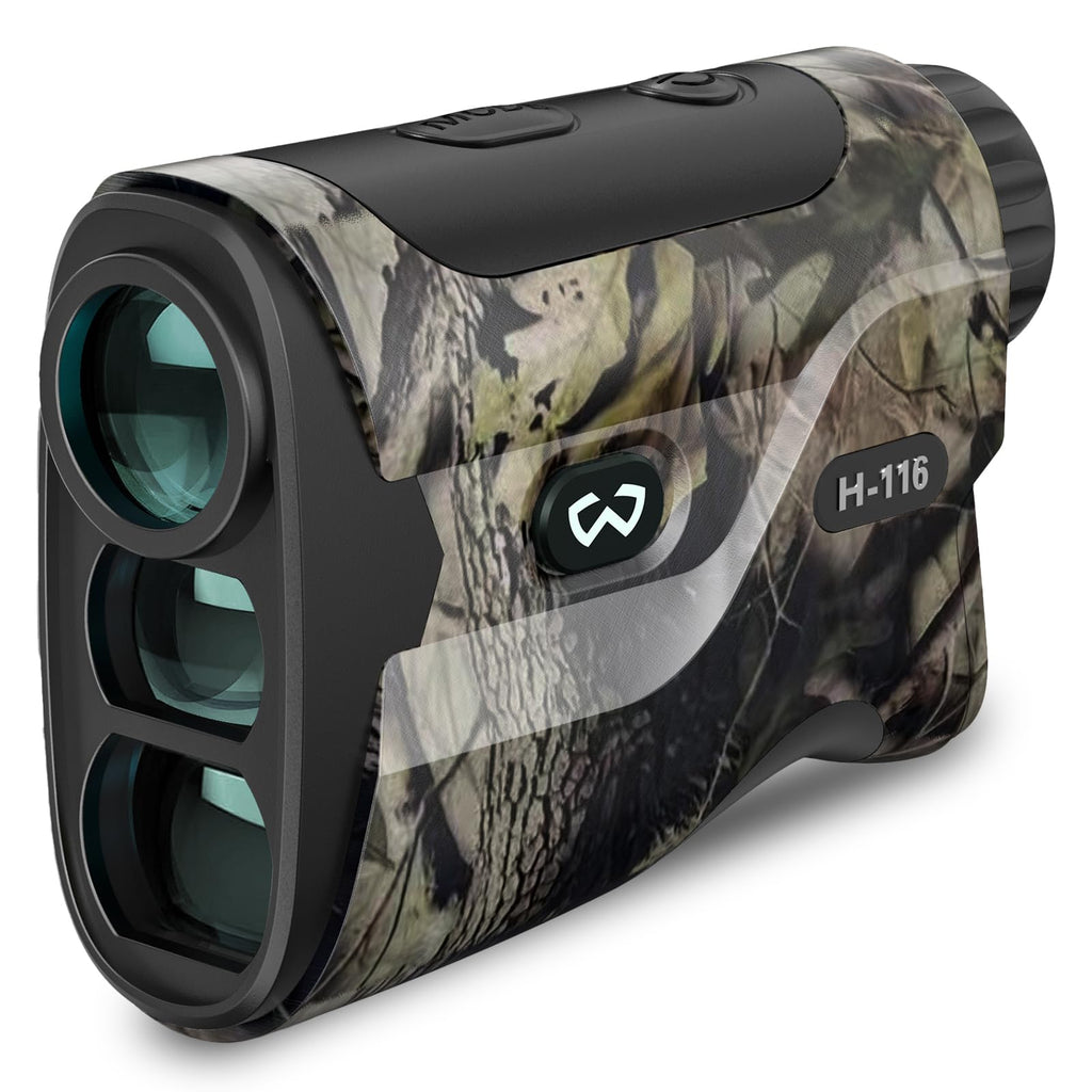 WOSPORTS Hunting Rangefinder, Range Finder for Hunter with Bow Hunting Mode/Distance/Angle/Speed/Scan Multi Functional, 6X Magnification, 1200-Yard