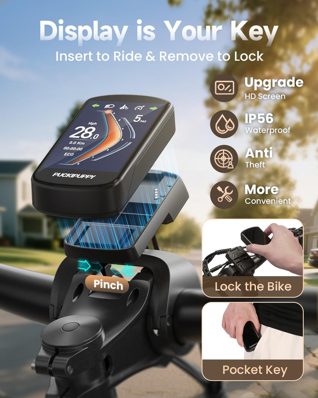 PUCKIPUPPY Electric Bike 1350W 28MPH, 48V 30Ah Battery 130 Miles Long Range Ebike with Luxury Accessory Ride Pack, Removable Display Electric Bicycle for Adults, Longest-Range Cycling (Bulldog Pro)