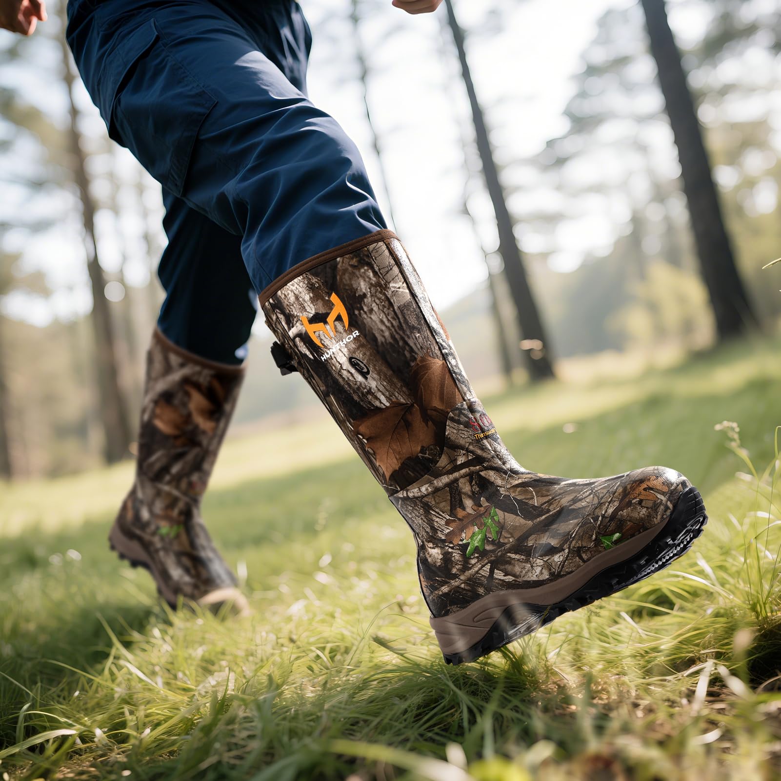 Hunthor Rubber Hunting Boots for Men with 800g Insulation, Waterproof Insulated 6mm Neoprene Shoes for Outdoor Hunting (Next Camo, Size 6)
