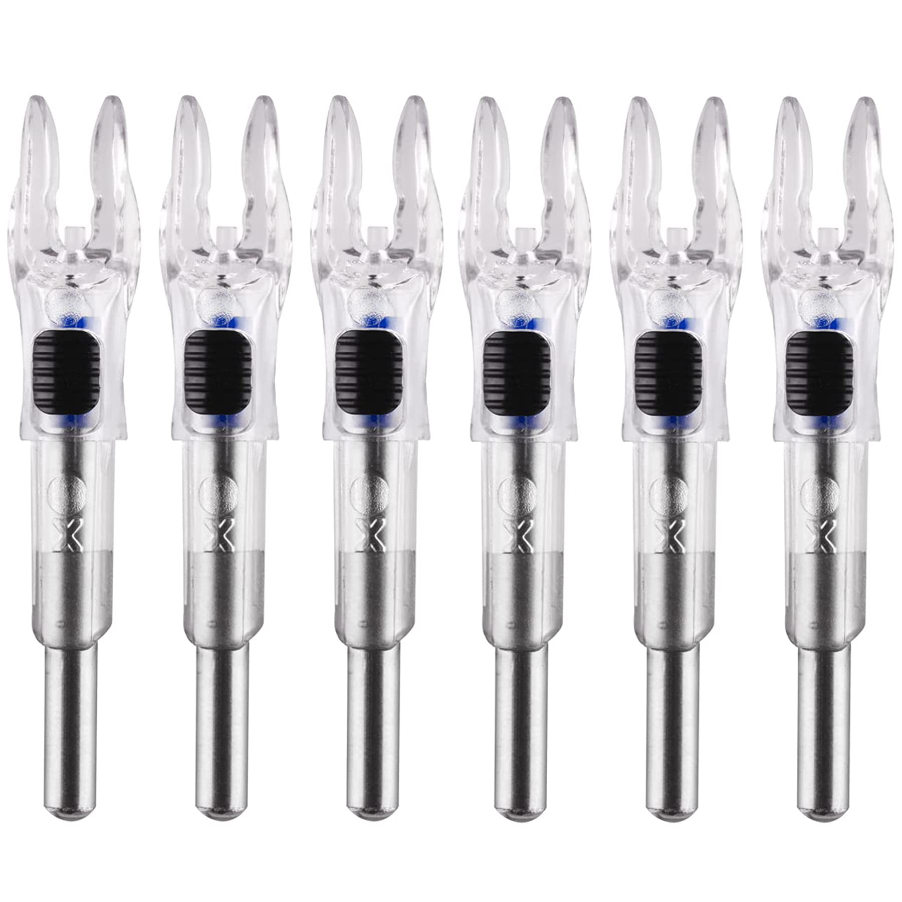 KEAUP 6PCS X Lighted Nocks for Arrows with .204 .233 .244 .246 Inside Diameter with H, S, GT Bushings High-Visibility LED Arrow Nocks, ON/Off Switch Included