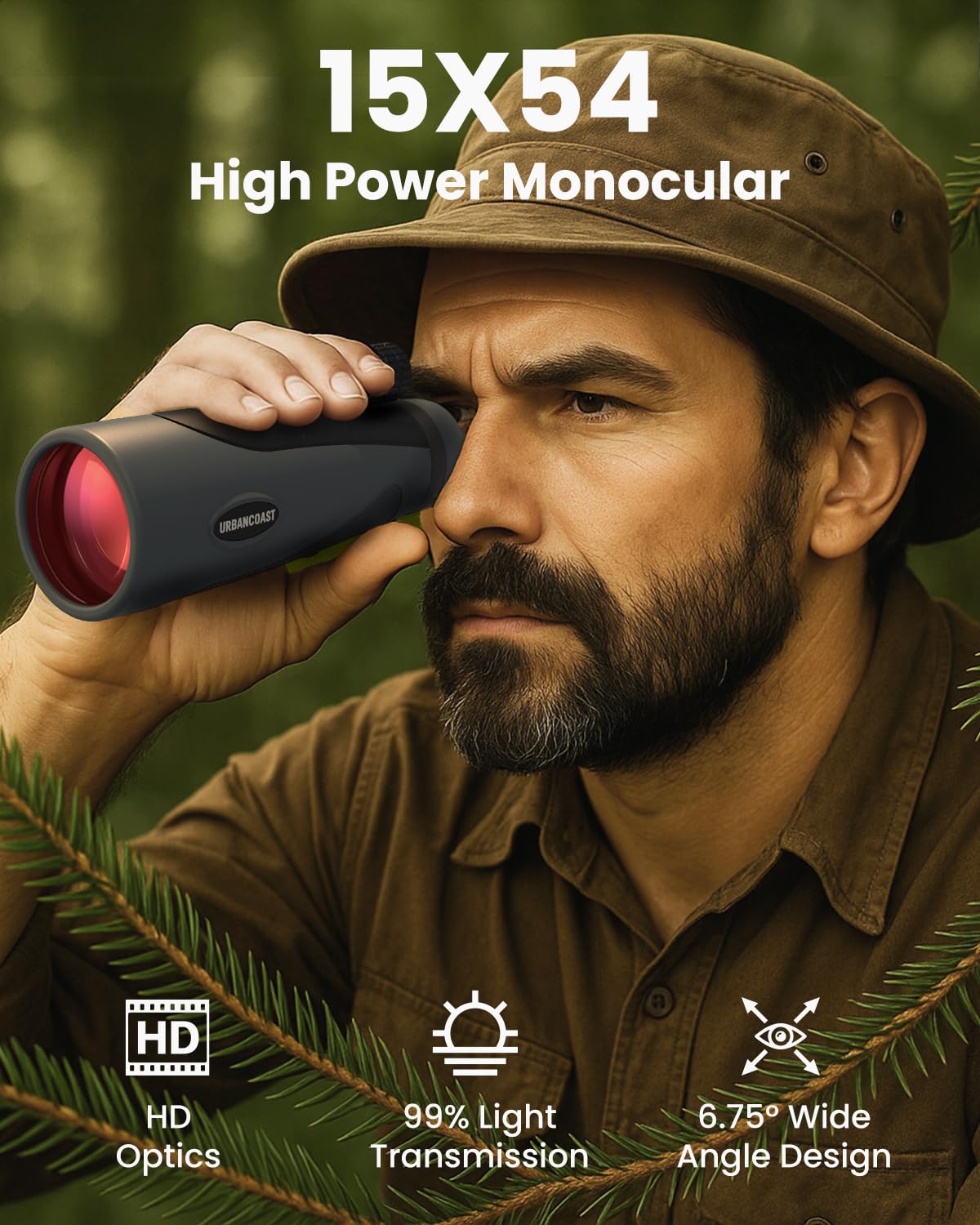 15x54 Monoculars for Adults High Powered, Compact Waterproof Telescope
