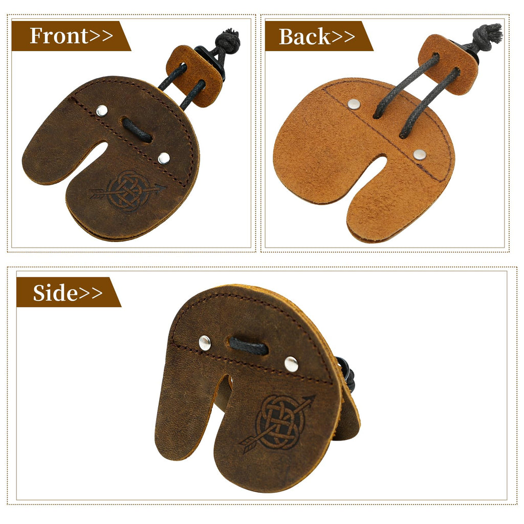 Archery Finger Tab Genuine Leather, Upgraded Recurve Bow Finger Guard with Adjustable Metal Buckle — Prevents Slipping, Ideal for Target Shooting (Left Handed)
