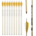 ARCTIRA 12Pcs Archery Traditional Carbon Arrows for Recurve Bow with Feather for Longbow Compound Bow Lightweight Hunting Arrows for Adults Target Practice (White Shaft, 600 Spine)