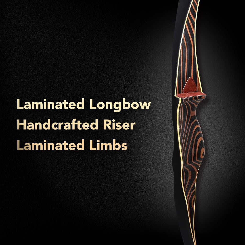 Deerseeker Outdoor Archery 54" Traditional Bow Hunting Longbow with Bamboo Core Limbs Handmade Recurve Bow RH/LH for Targeting Practice Shooting Youth & Adults Bow Set (30lb, Right Hand)