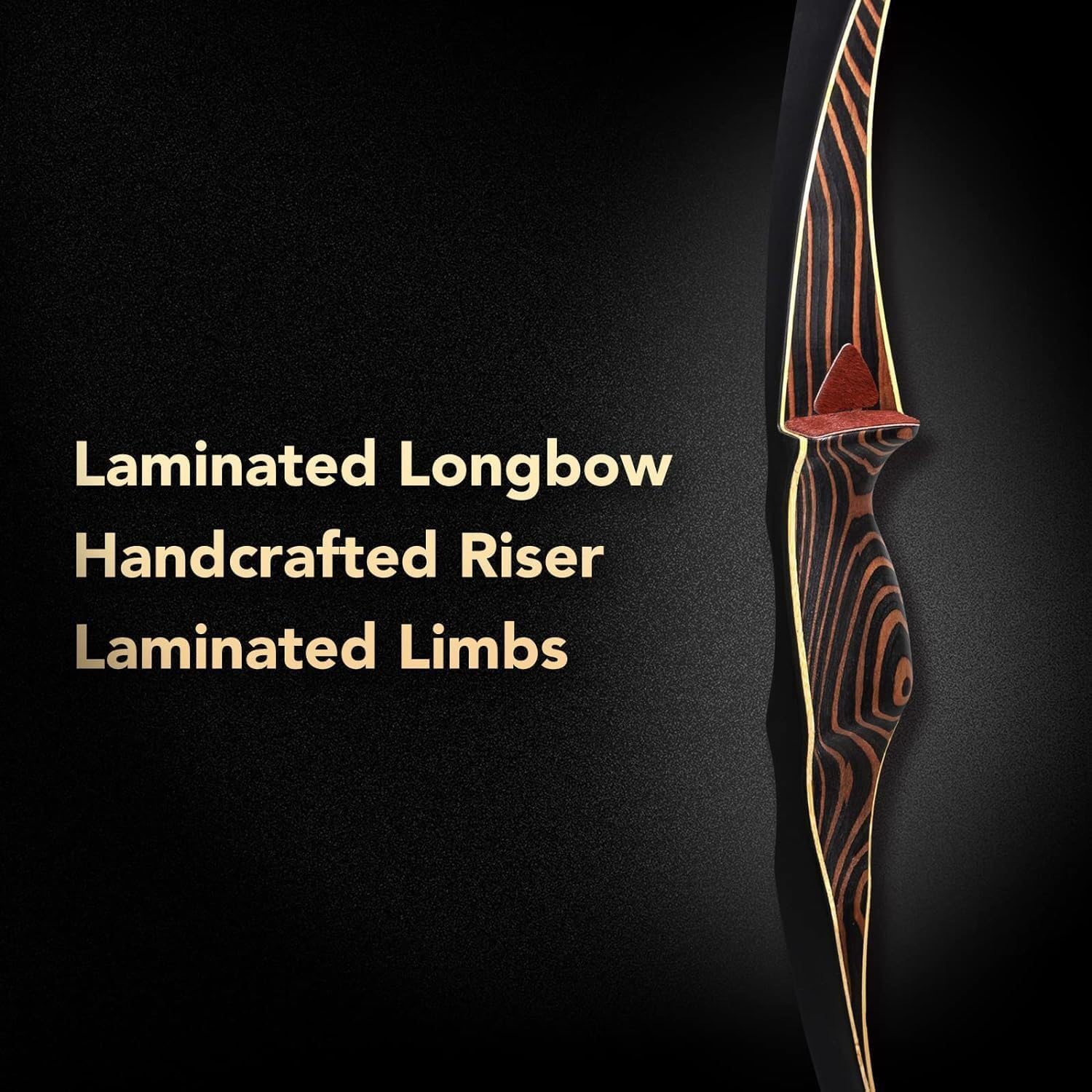 Deerseeker Outdoor Archery 54" Traditional Bow Hunting Longbow with Bamboo Core Limbs Handmade Recurve Bow RH/LH for Targeting Practice Shooting Youth & Adults Bow Set (30lb, Right Hand)
