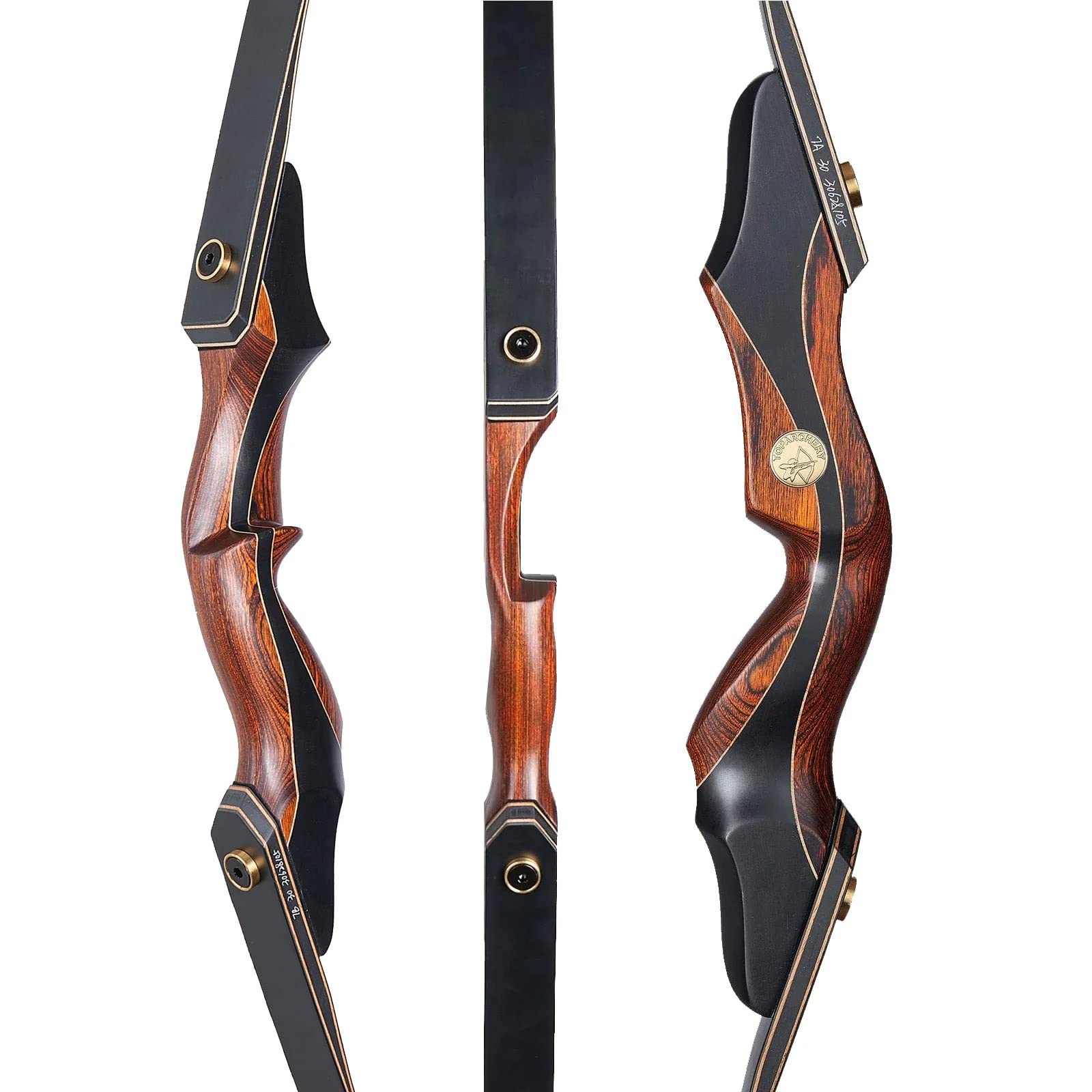 TOPARCHERY Archery 60" Takedown Hunting Recurve Bow for Adults Practice Competition Longbow with Stringer Tool Right Hand Black (30)
