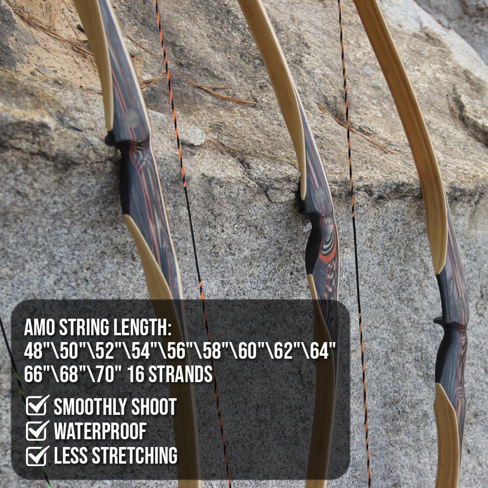 DEERACE D97 Flemish Fast Flight Bow String Replacement Bowstring for Traditional Longbow Recurve Bow (AMO 62" (Bow Length), Green)