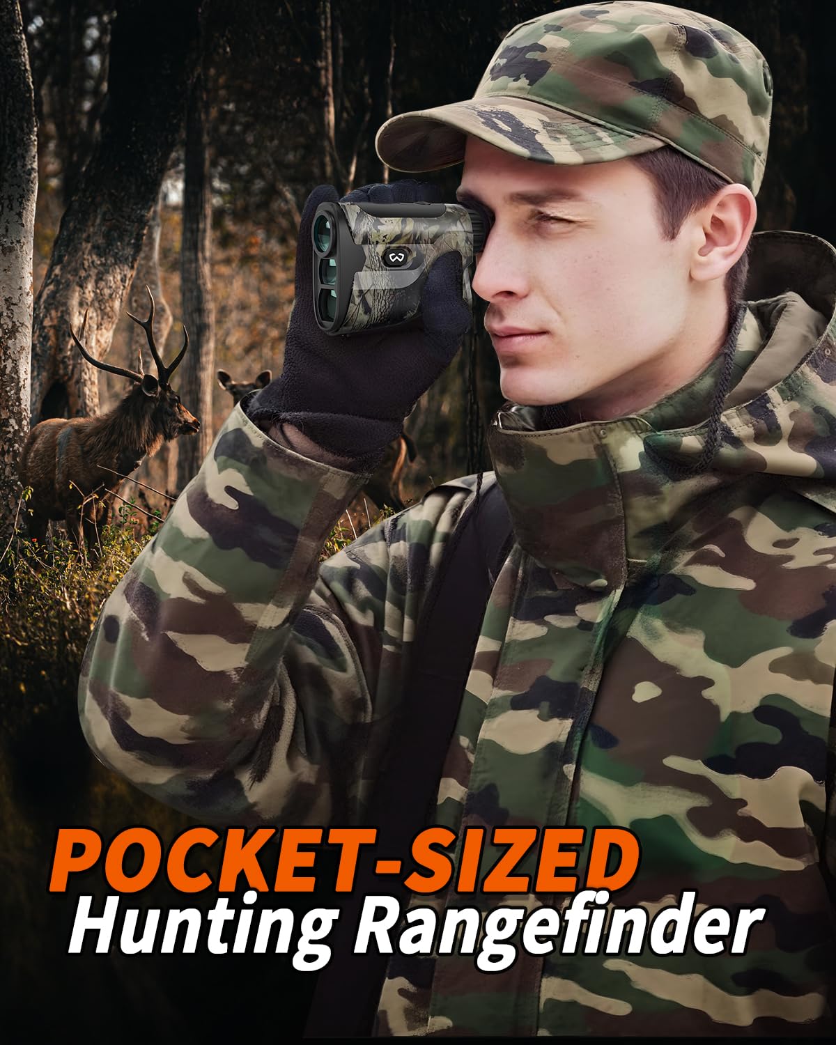WOSPORTS Hunting Rangefinder, Range Finder for Hunter with Bow Hunting Mode/Distance/Angle/Speed/Scan Multi Functional, 6X Magnification, 1200-Yard