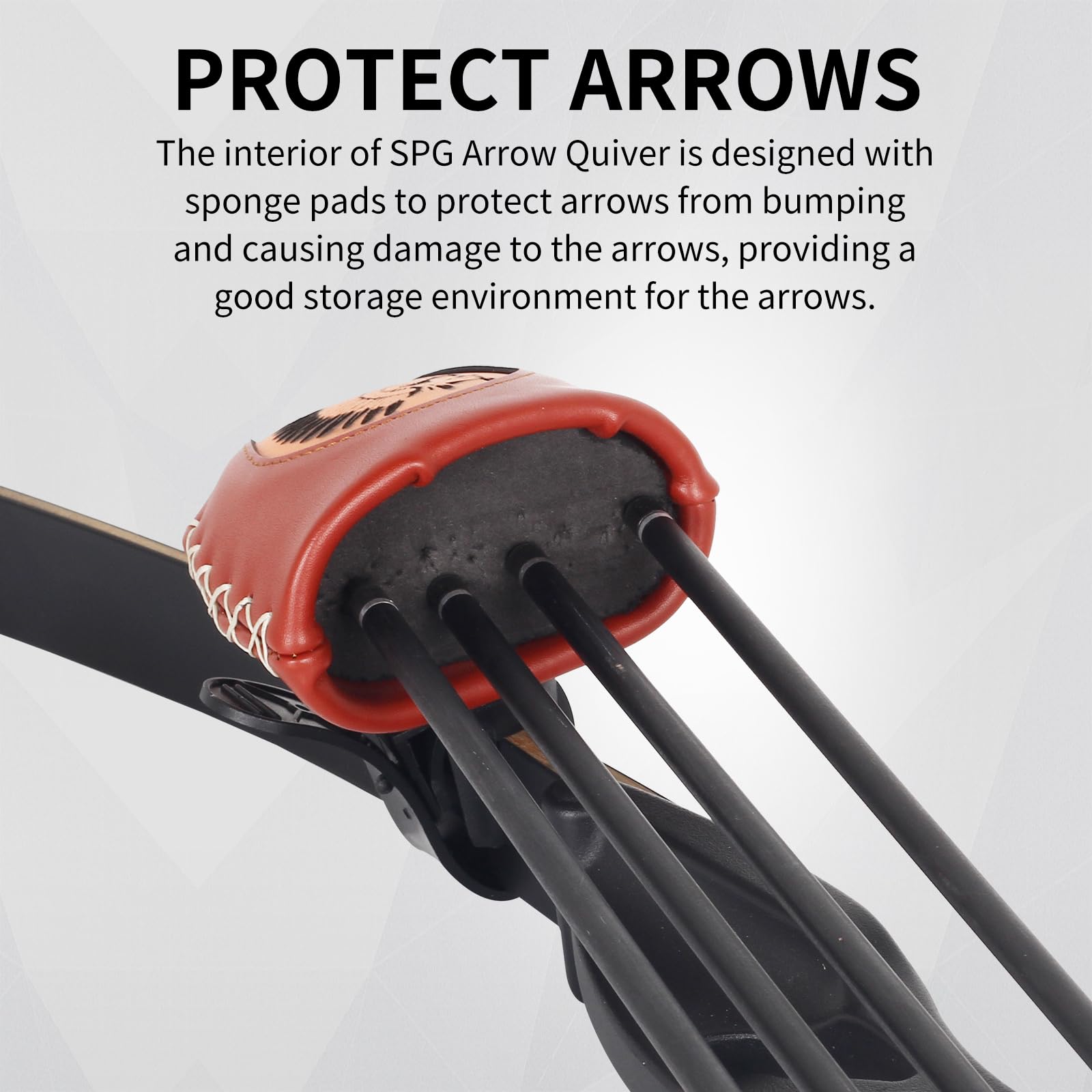 SPG Adjustable Archery Arrow Quiver - Leather Quiver Arrow Holder with Quick Shoot System Longbow Recurve Bow Quiver 4/6 Arrows Hanged Arrow Case for Hunting Shooting Practice (4 Arrows)