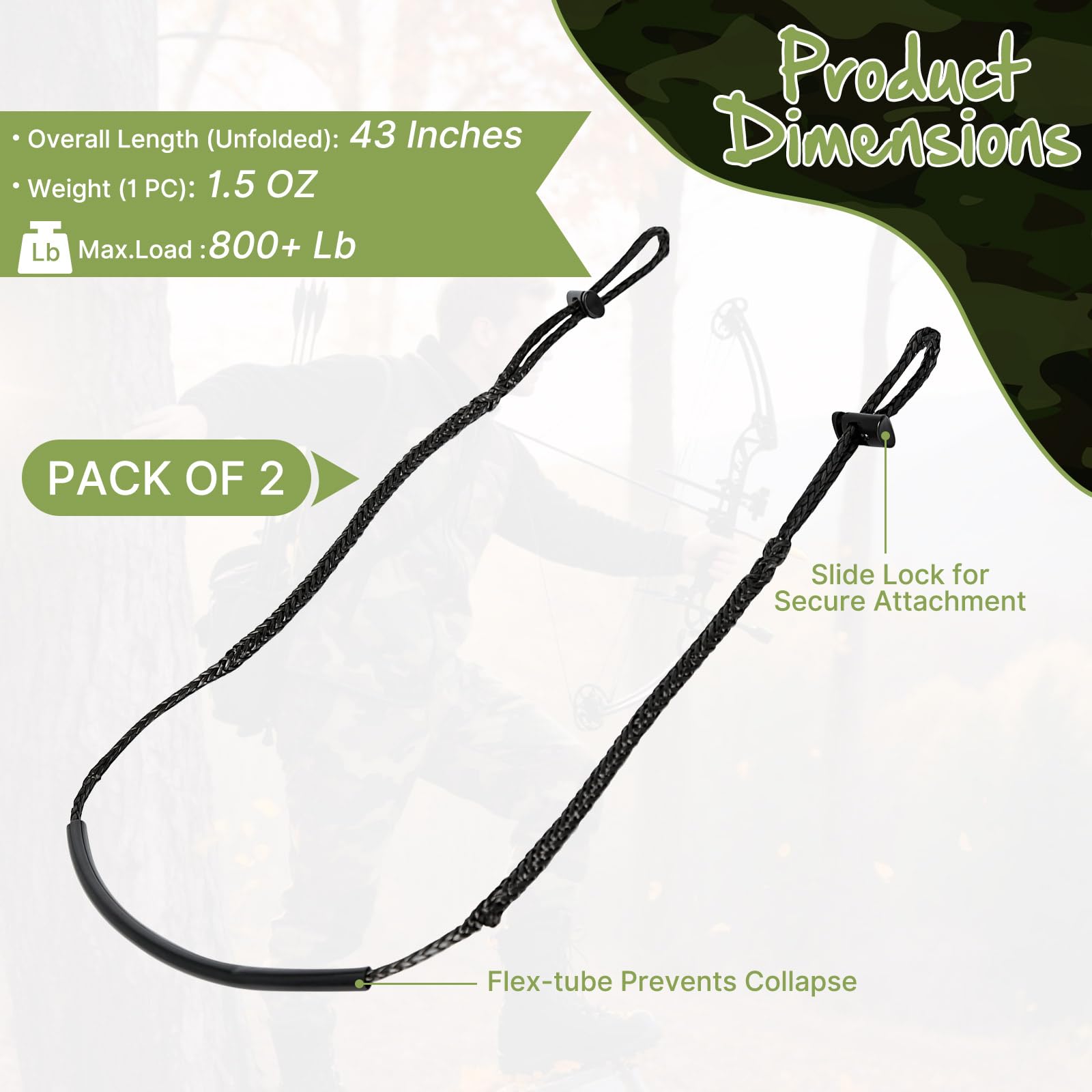 Climbing Stick Aider for Hunting - 2pc UHMWPE Single Step Aider,Cable Aiders for Climbing Sticks,Lightweight Rope Ladder Tree Stand Step,Sturdy Load-Bearing Ring of Steps Tree Saddle Accessories