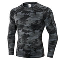 Camo Black Men's Compression Shirt Long Sleeve Athletic Workout T-Shirts Top Active Sport Baselayer Undershirt Cool Dry