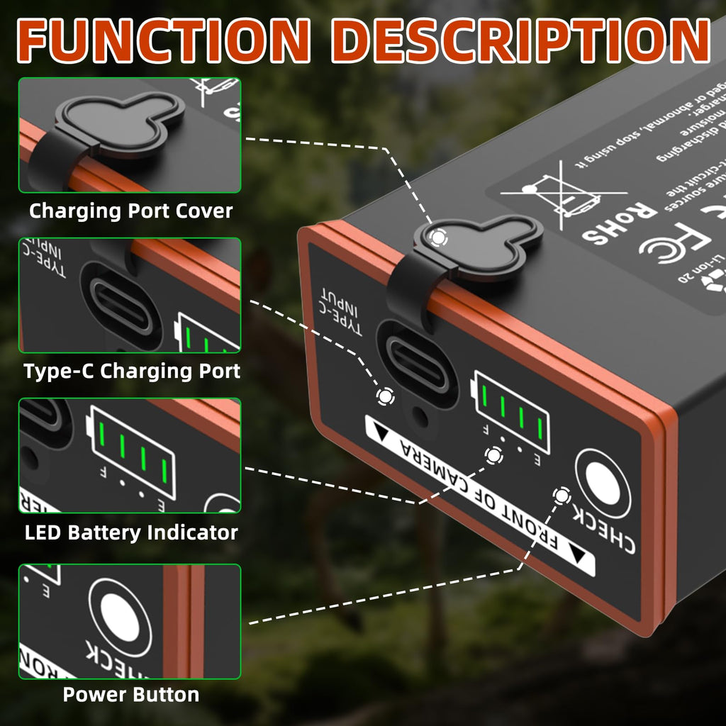 4 Pack Battery for Moultrie Power Mag Rechargeable Lithium-Ion Battery Pack Replacement, Compatible with Moultrie Cellular Trail Cameras Edge, Edge Pro, Edge 2, Edge 2 Pro, Sup Solar Panel Charging