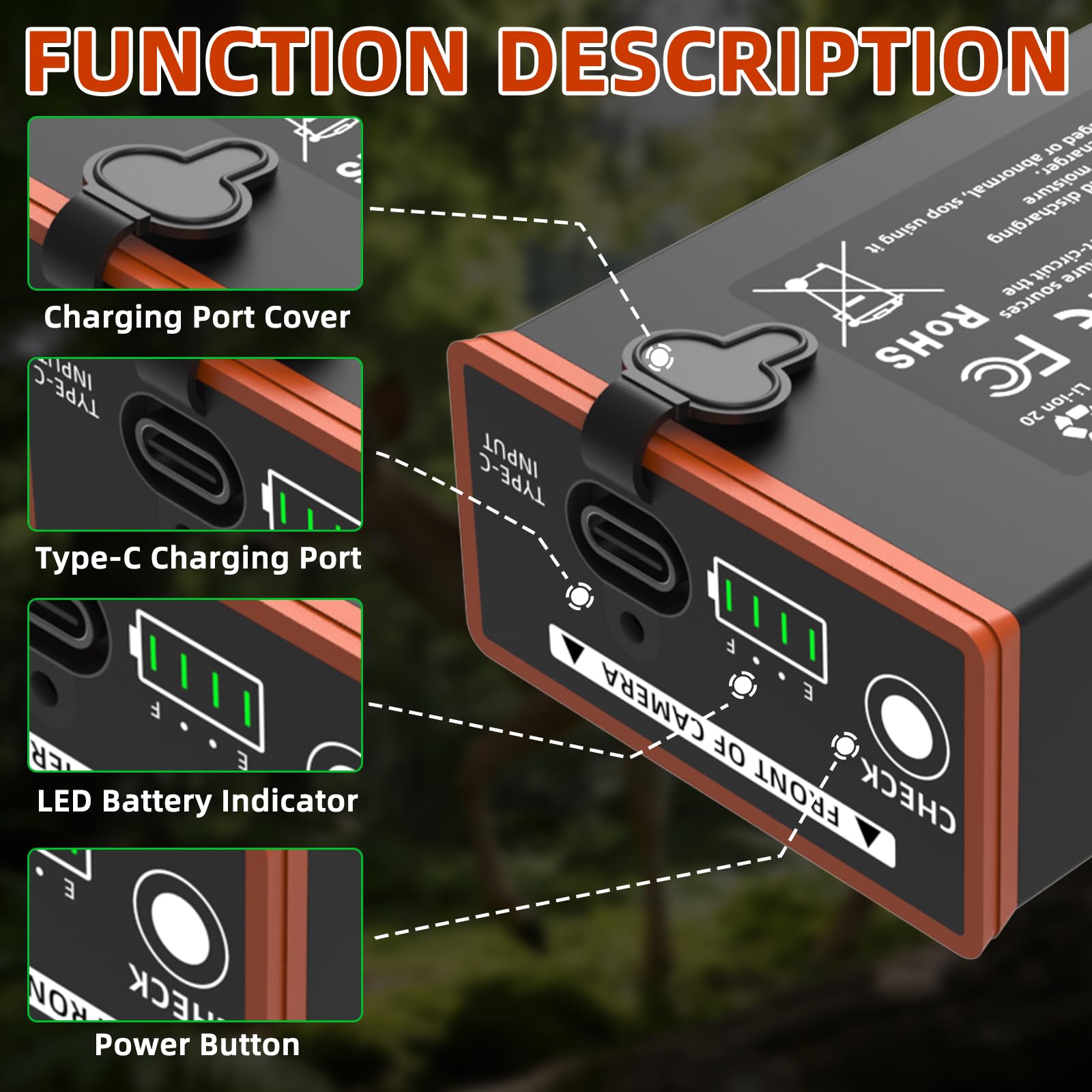 4 Pack Battery for Moultrie Power Mag Rechargeable Lithium-Ion Battery Pack Replacement, Compatible with Moultrie Cellular Trail Cameras Edge, Edge Pro, Edge 2, Edge 2 Pro, Sup Solar Panel Charging