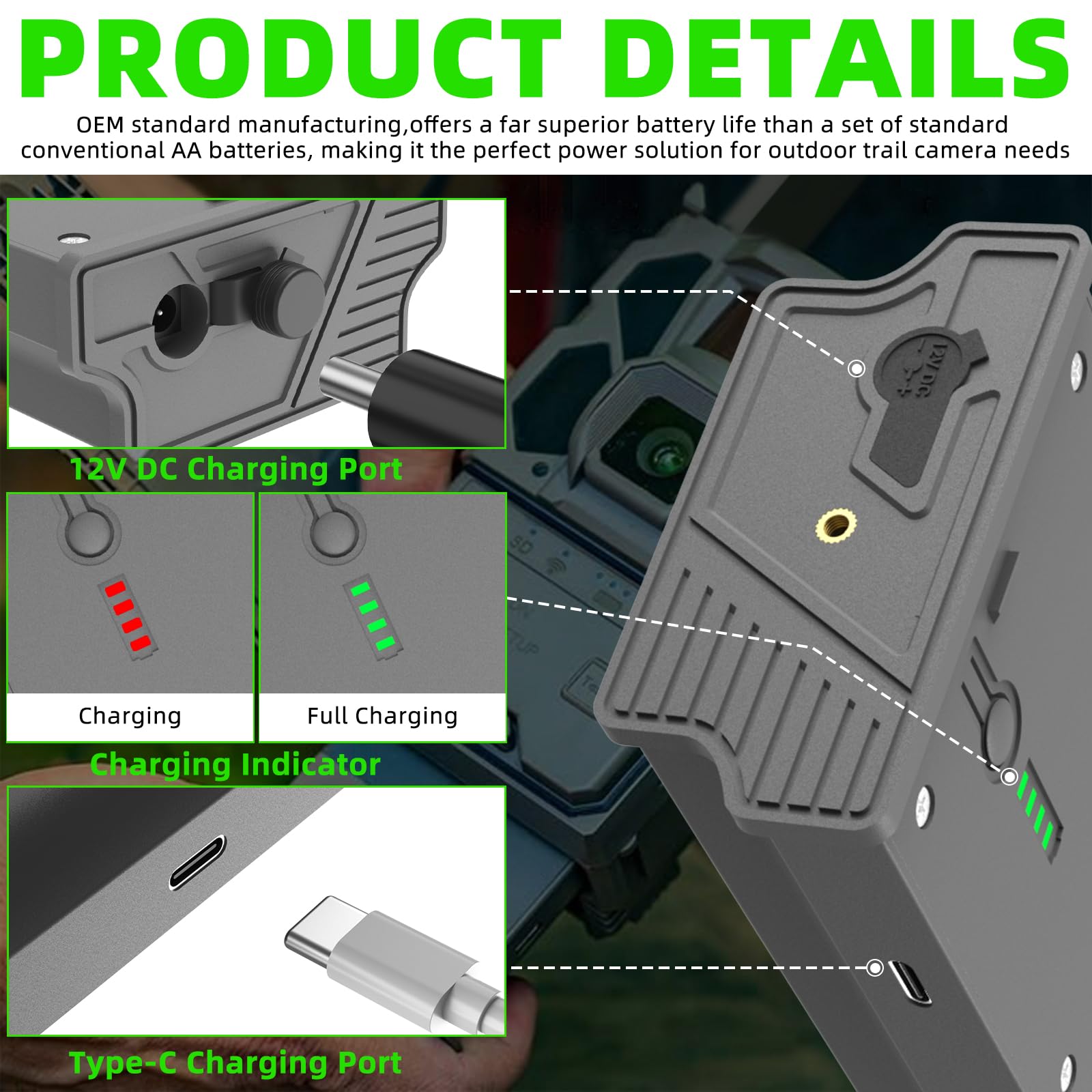 SAPBJ 2-Pack Battery for Tactacam Reveal 3.0, 2.0, Reveal X, XB, X Pro, SK Trail Camera Battery Replacement, Compatible with Tactacam Lipo Lithium Rechargeable Cartridge—Supports Solar Charging