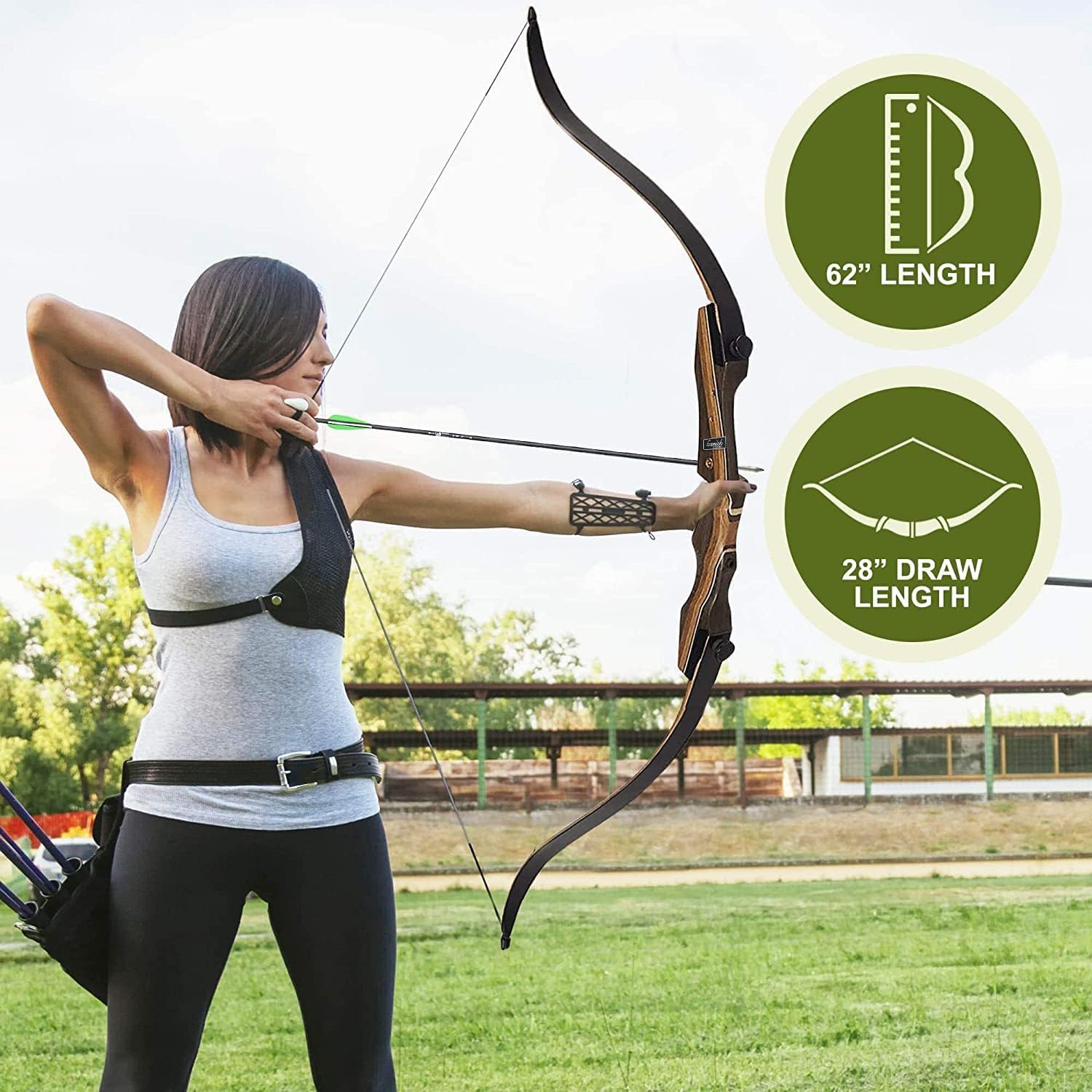 Samick Sage Archery Takedown Recurve Bow 62-inch - Right & Left Handed - 25-60lb - Archery Recurve Bows for Teens & Adults - Beginners to Advanced, Hunting & Target Practice