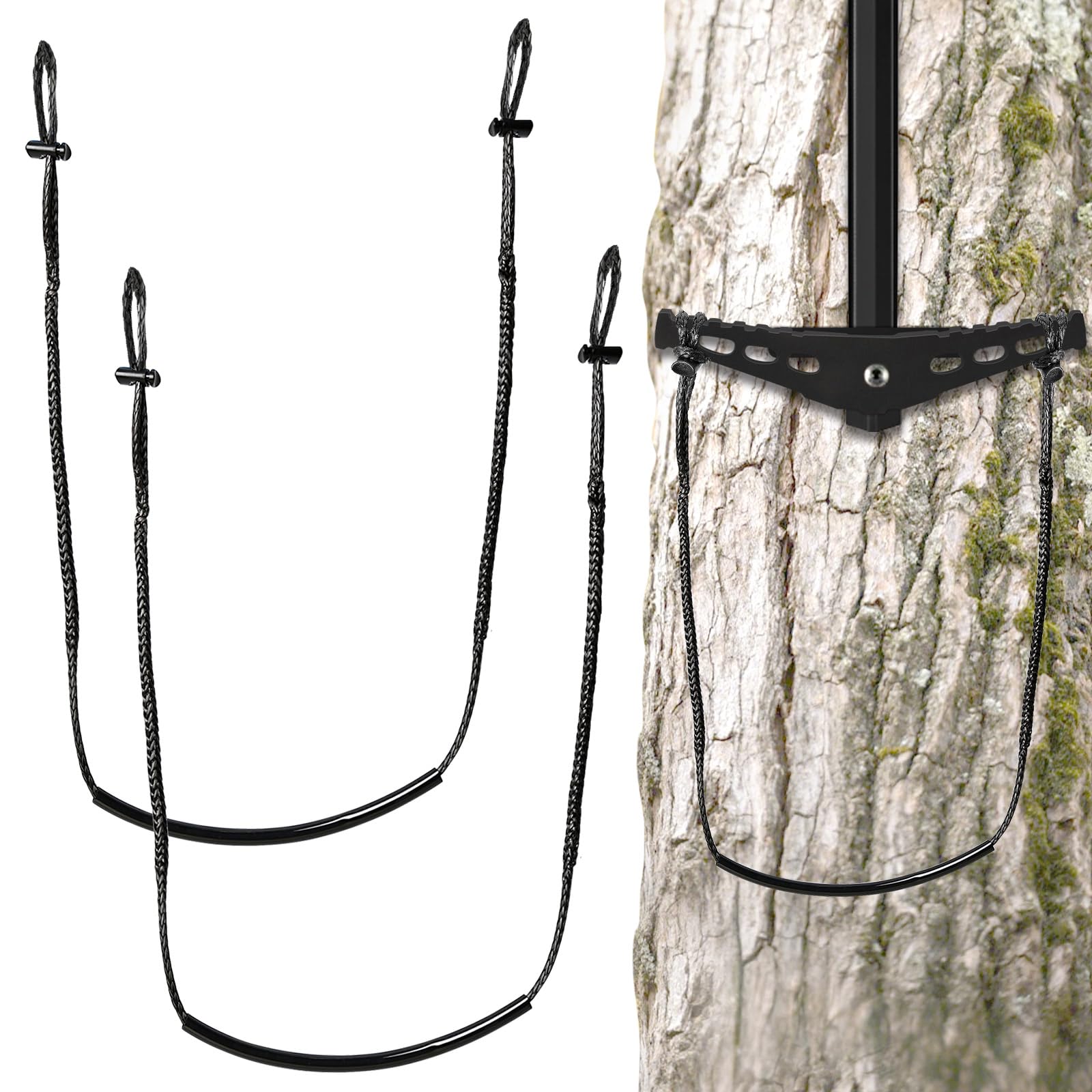 Climbing Stick Aider for Hunting - 2pc UHMWPE Single Step Aider,Cable Aiders for Climbing Sticks,Lightweight Rope Ladder Tree Stand Step,Sturdy Load-Bearing Ring of Steps Tree Saddle Accessories