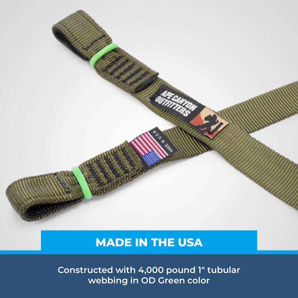 RNA Ape Canyon Outfitters Step Aider – Tree Saddle Climbing Aider. OD Green 4000-lb Tubular Webbing, CNC Sewn Ends, Lightweight Hunting Gear - 1, 2, or 3 Step Options