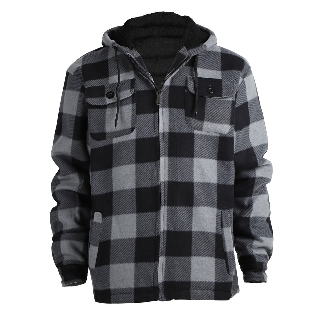 Gary Com Heavy Thick Flannel Plaid Jacket Sherpa Fleece Lined Hoodies for Men Zip Up Winter Warm Coat Buffalo Zipper Sweatshirt