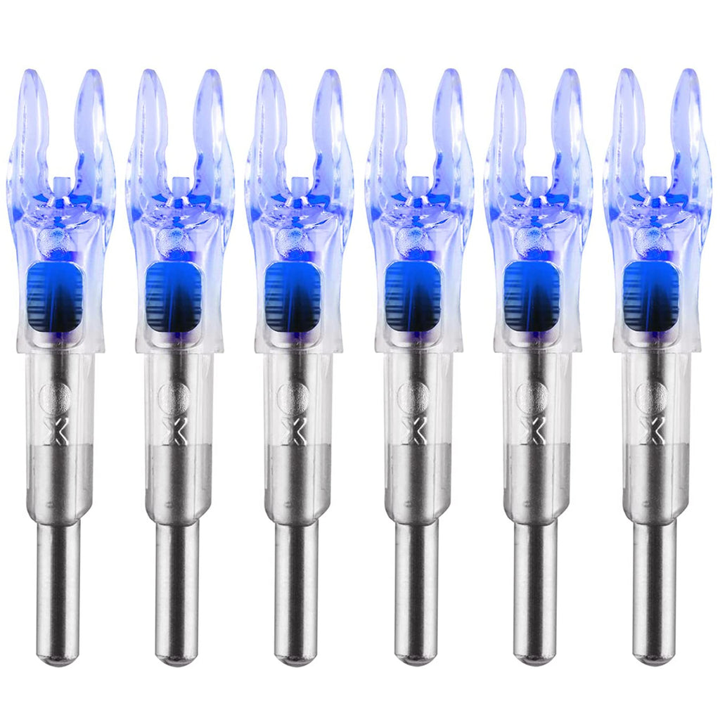 KEAUP 6PCS X Lighted Nocks for Arrows with .204 .233 .244 .246 Inside Diameter with H, S, GT Bushings High-Visibility LED Arrow Nocks, ON/Off Switch Included