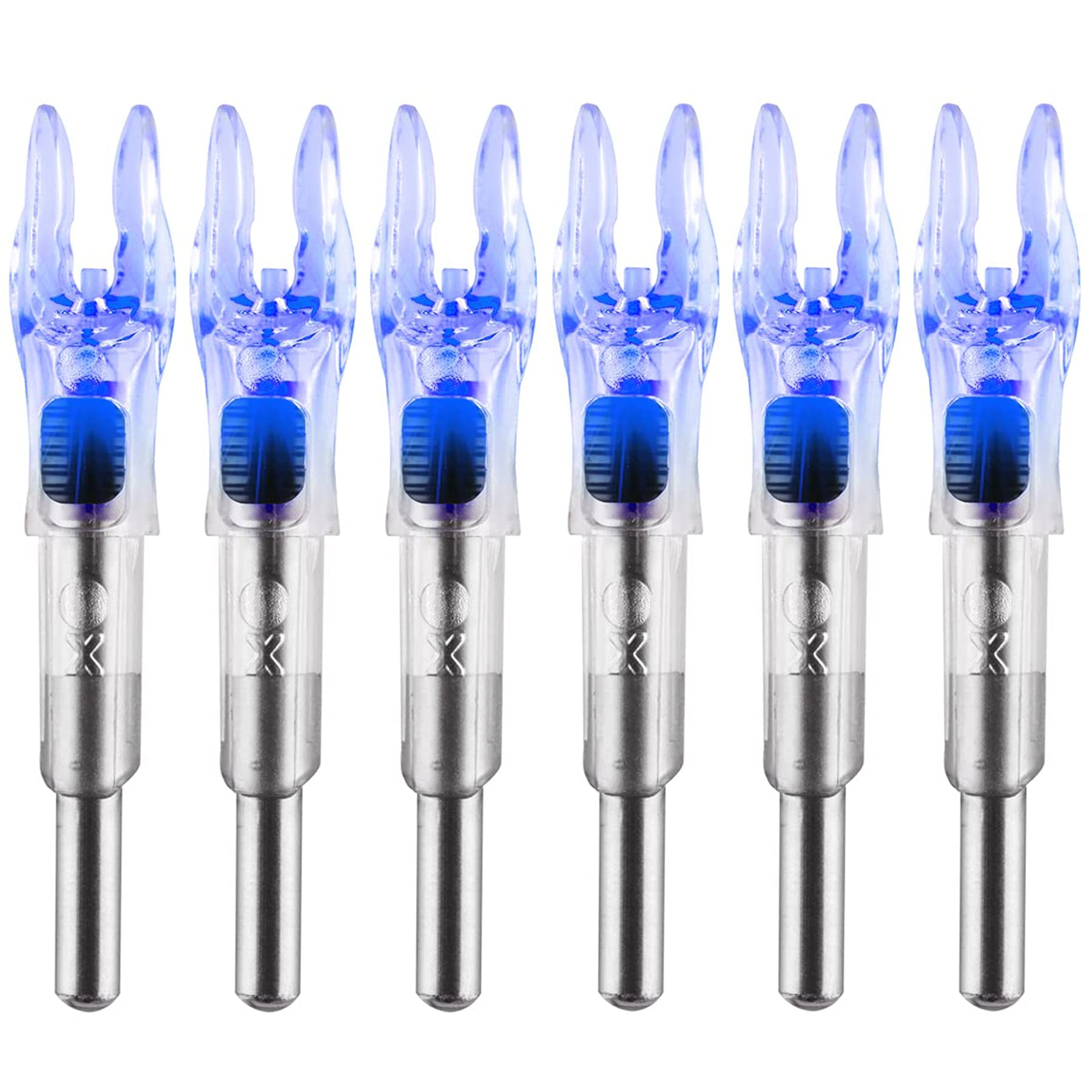 KEAUP 6PCS X Lighted Nocks for Arrows with .204 .233 .244 .246 Inside Diameter with H, S, GT Bushings High-Visibility LED Arrow Nocks, ON/Off Switch Included