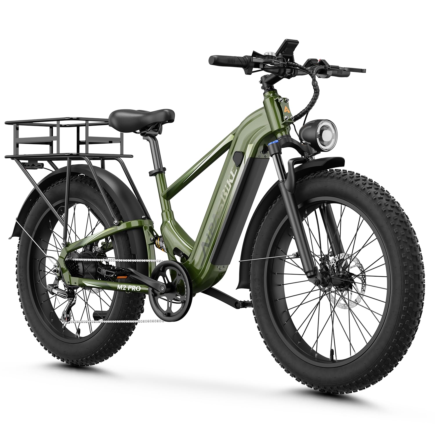 M2 Pro Electric Bike for Adults, 1800W Peak Motor Ebike, 26" x 4.0" Fat Tire Electric Bike, 48V 17.5Ah Battery, Up to 85 Miles Long Range Electric Mountain Bike with Full Suspension and Rear Basket