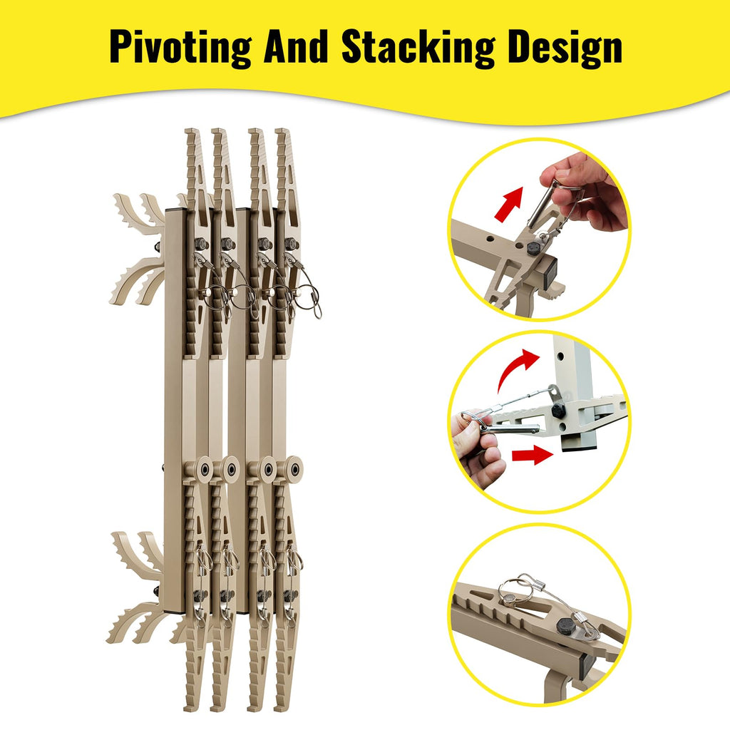 ONECHOI Climbing Sticks, 17” Lightweight Aluminium Hunting Climbing Sticks w/Silent Design, Tree Stand Sticks w/Pivoting V-Brackets & 20” Rope Aiders, Tree Steps for Deer Hunting Gear(4 Packs)