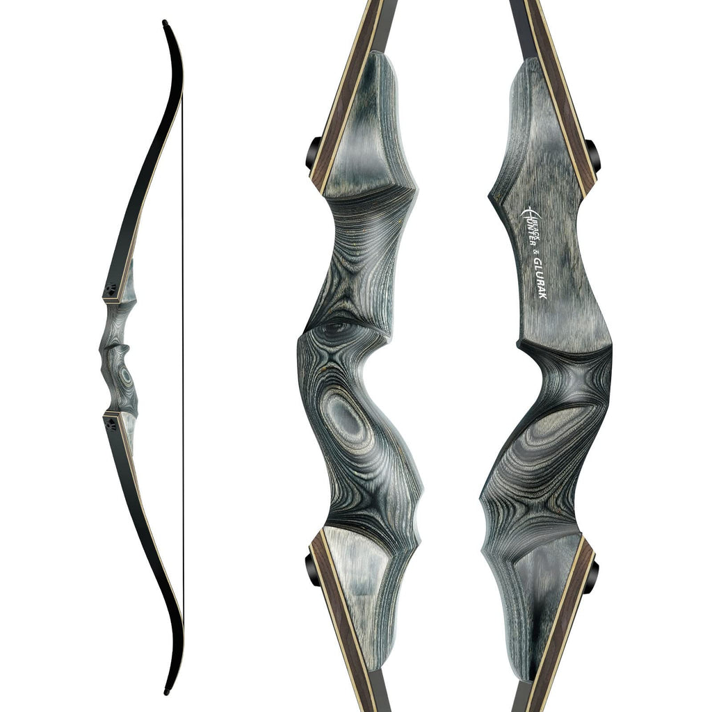 Black Hunter Takedown Recurve Bow, 60" Right Handed with Ergonomic Design for Outdoor Training Practice (30lb, Right)