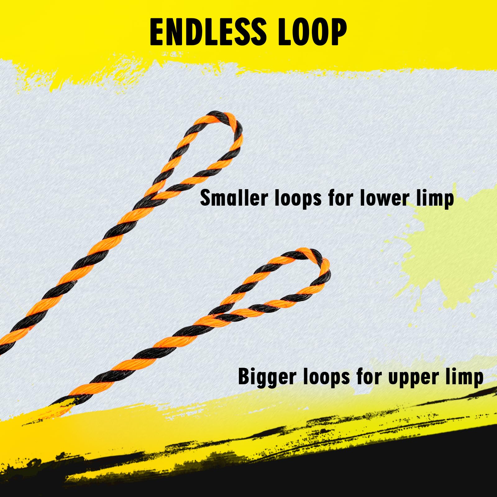 LWANO D97 Flemish Twist Bow String - Handmade Fast Flight Bow String Replacement Bowstring for Traditional Longbow Recurve Bow (Black+Orange, AMO 60"(Actual Length 57"))