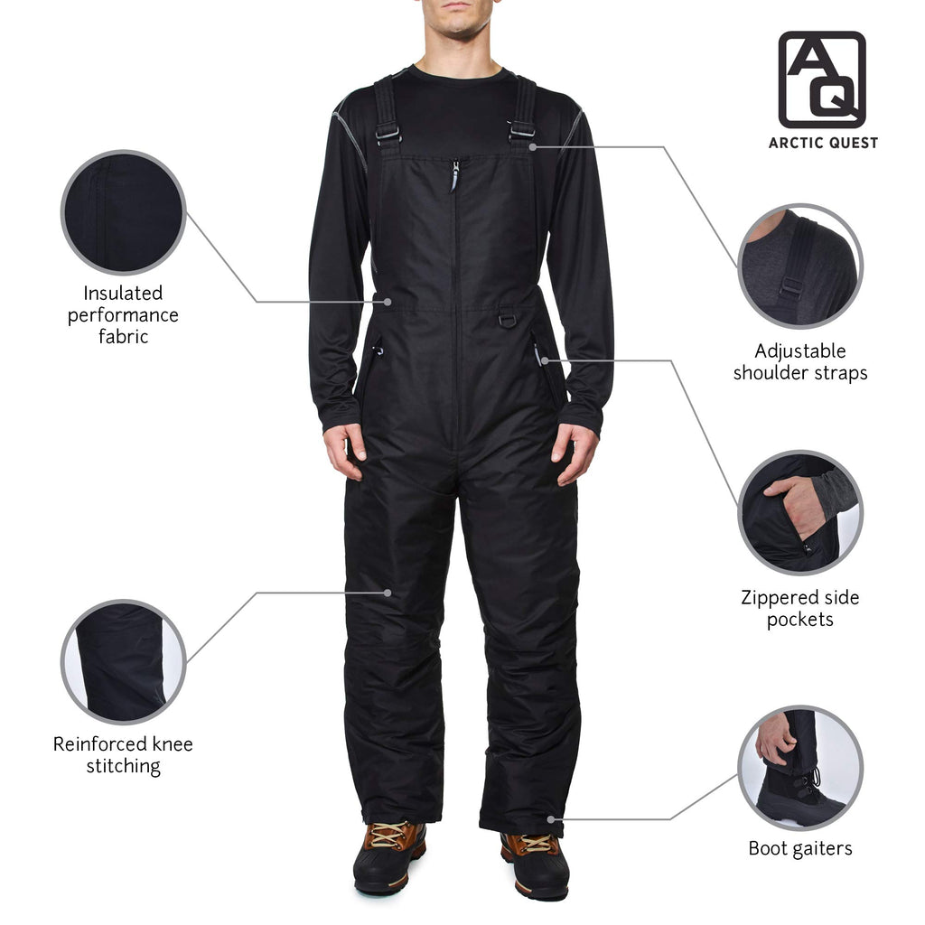 Arctic Quest Mens Insulated Snow and Ski Bib Overalls Snow Pants Snowboard Mens Overalls for Fishing, Hunting, Snowmobiling, Black Grey Camo, Medium