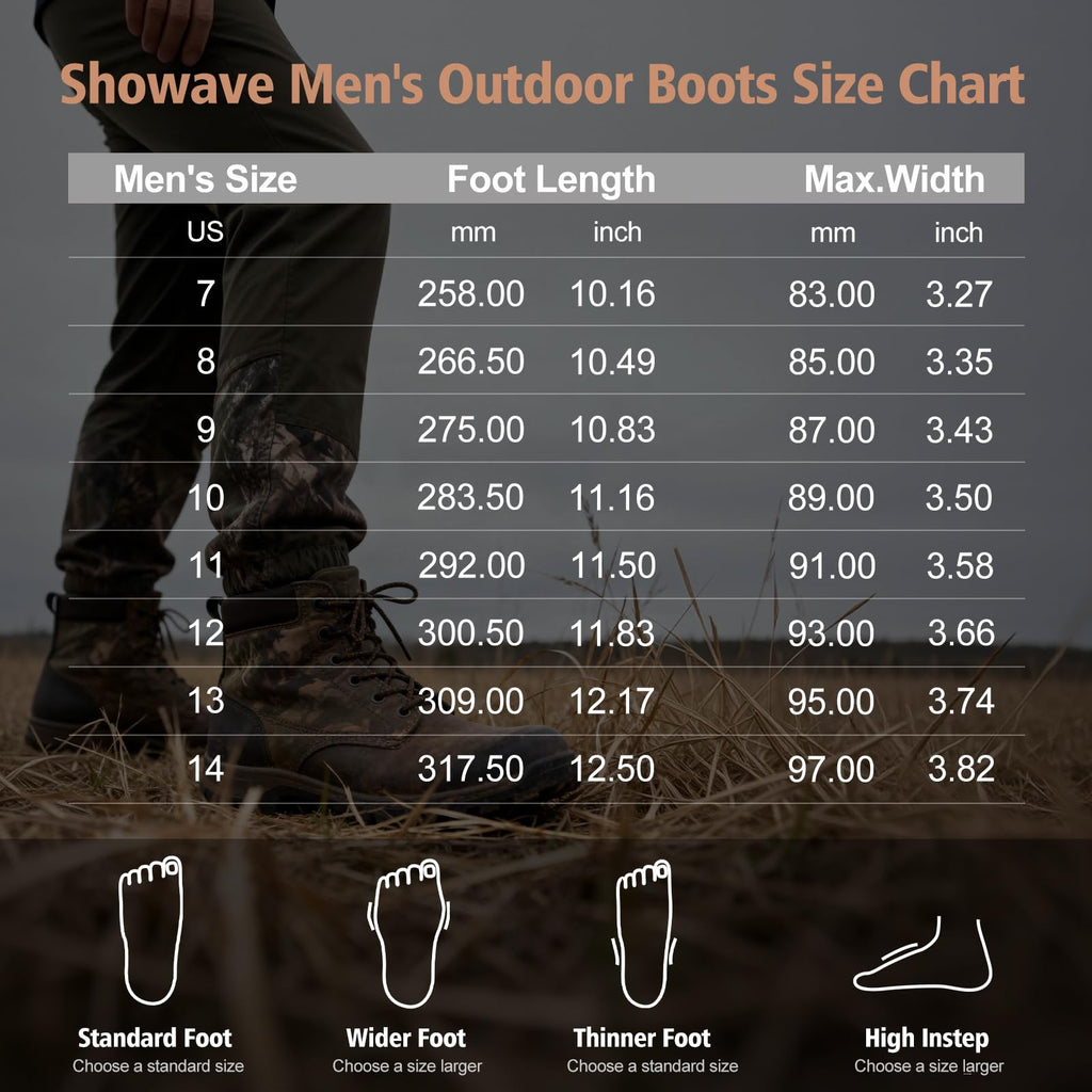 Showave Men's Rubber Boots Waterproof Rain Footwear Durable Short Hunting Boots for Mud Gardening Yard and Chore Working (Size 11,Camo)