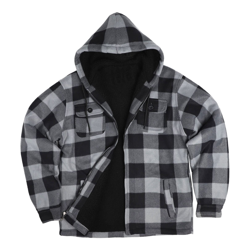 Gary Com Heavy Thick Flannel Plaid Jacket Sherpa Fleece Lined Hoodies for Men Zip Up Winter Warm Coat Buffalo Zipper Sweatshirt