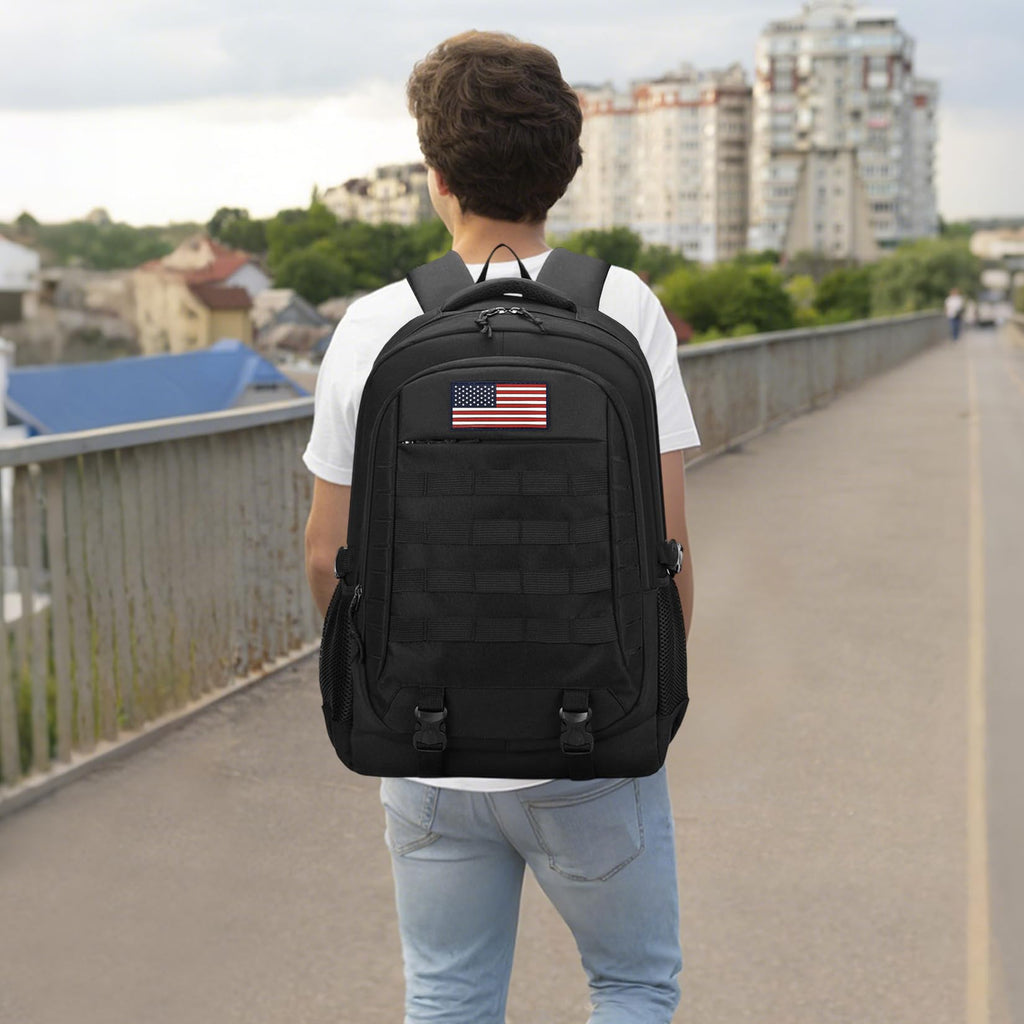 CGYCSY Tactical Backpack - 19'' Waterproof School Bag for Kids, 15.6" Laptop Compartment & MOLLE Webbing for Camping Hiking Travel