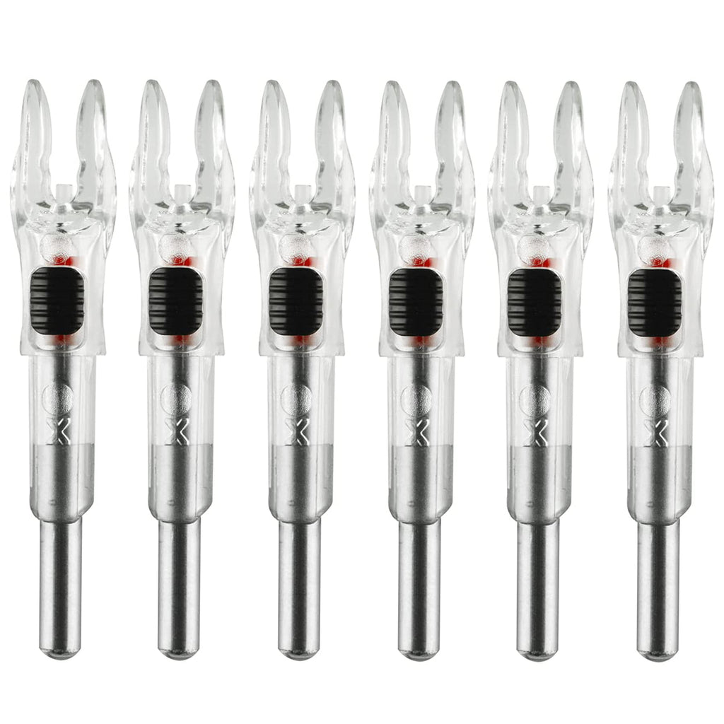 KEAUP 6PCS X Lighted Nocks for Arrows with .204 .233 .244 .246 Inside Diameter with H, S, GT Bushings High-Visibility LED Arrow Nocks, ON/Off Switch Included