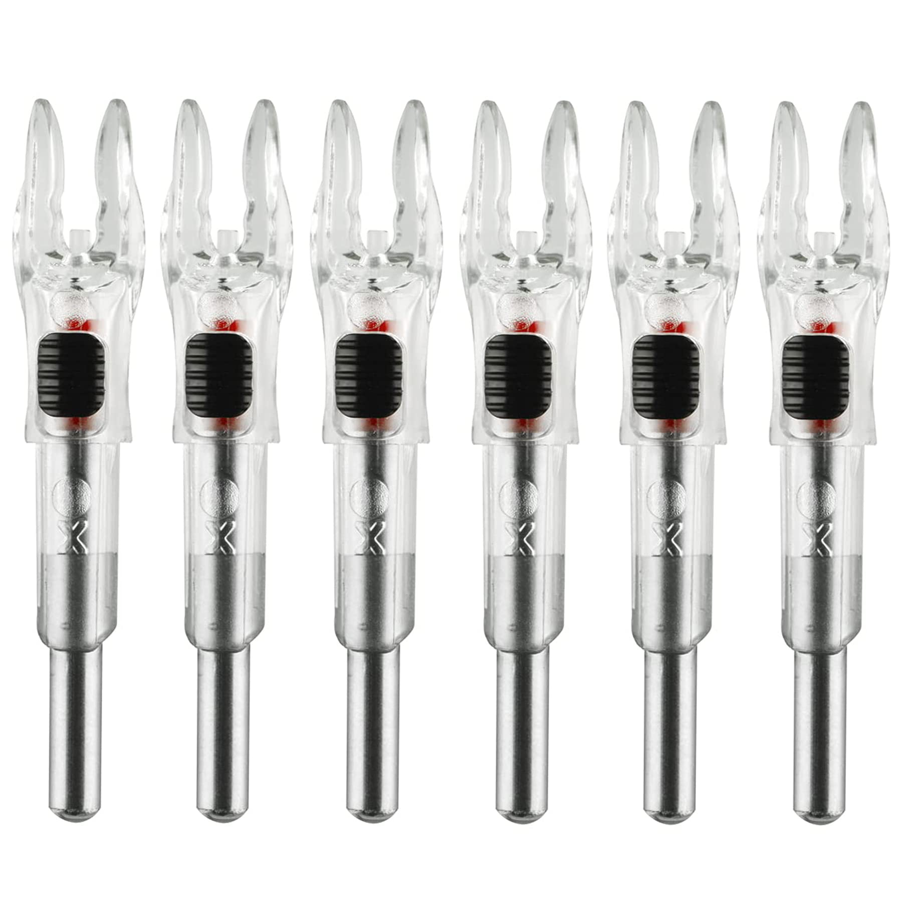 KEAUP 6PCS X Lighted Nocks for Arrows with .204 .233 .244 .246 Inside Diameter with H, S, GT Bushings High-Visibility LED Arrow Nocks, ON/Off Switch Included
