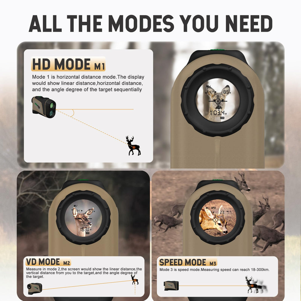 GREEN SHOT Range Finder for Hunting, 1200Y Golf Hunting Rangefinder, 6X Magnification Laser Rangefinder, Waterproof Range Finder for Hunter with Slope Mode, Free Battery, Carrying Case