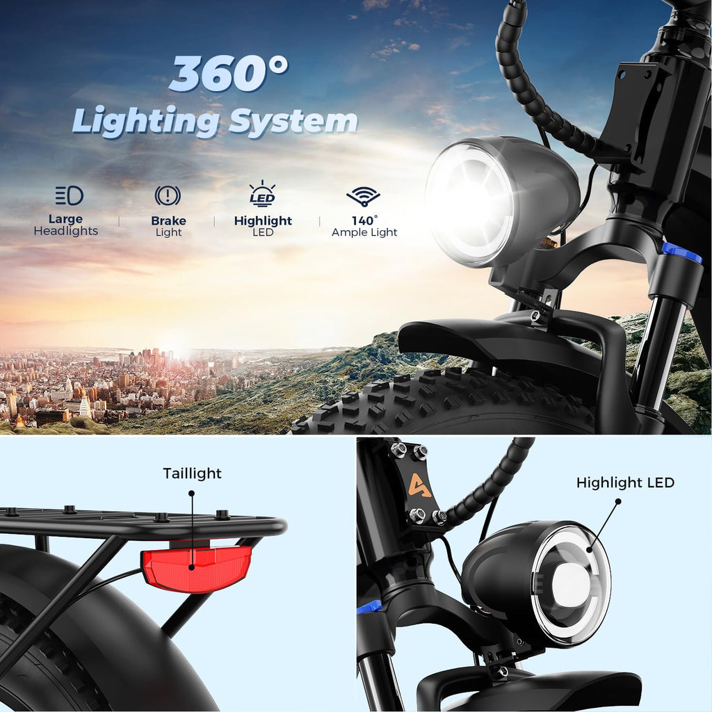 M2 Pro Electric Bike for Adults, 1800W Peak Motor Ebike, 26" x 4.0" Fat Tire Electric Bike, 48V 17.5Ah Battery, Up to 85 Miles Long Range Electric Mountain Bike with Full Suspension and Rear Basket