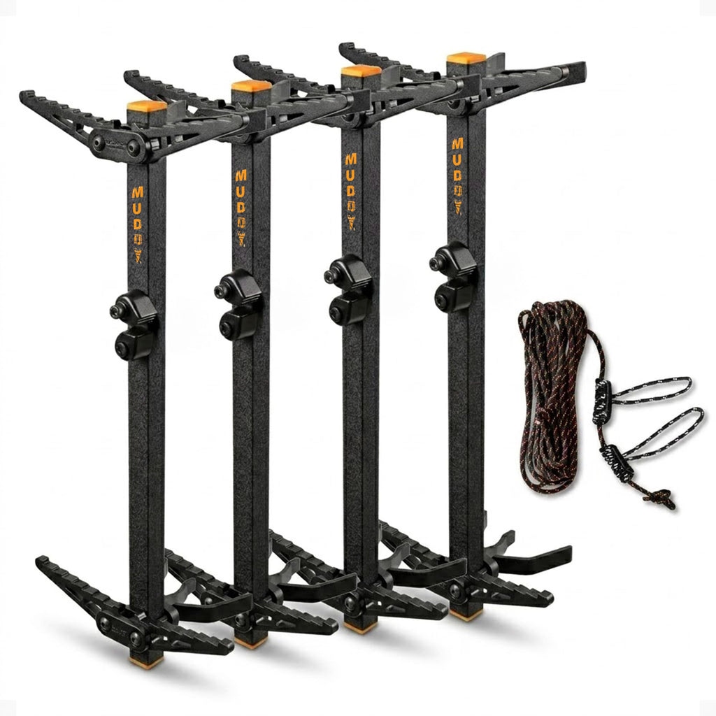 Muddy Pro Climbing Sticks with Rope Cam Attachment, Hunting Gear Hunting Accessories for Tree Stands, Deer Stands, & Blinds, 4 Pack