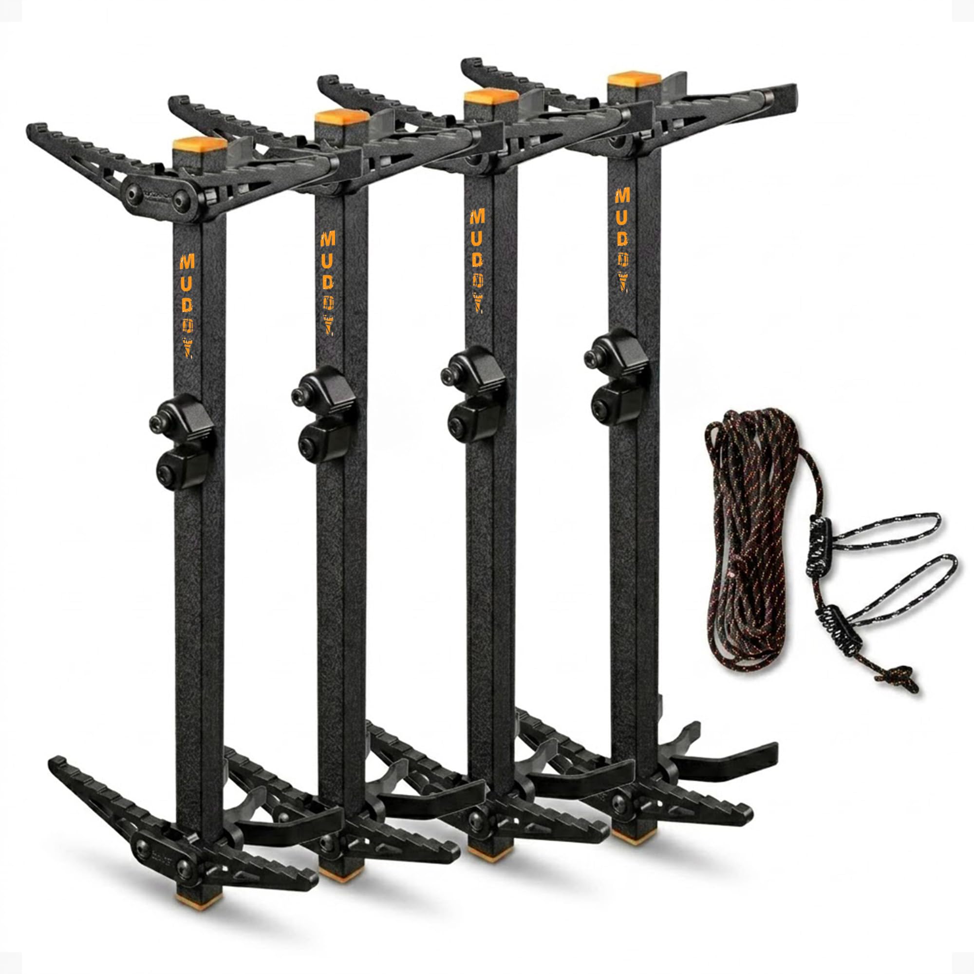 Muddy Pro Climbing Sticks with Rope Cam Attachment, Hunting Gear Hunting Accessories for Tree Stands, Deer Stands, & Blinds, 4 Pack