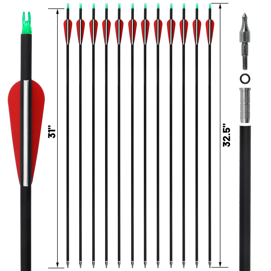 Black Hunter 60 inch Archery Recurve Bow and Arrows Set for Adults with 12 Pcs Carbon Arrows 20-60lb Recurve Hunting Bow for Adults and Beginners to Advanced Outdoor Practice (40 lbs)