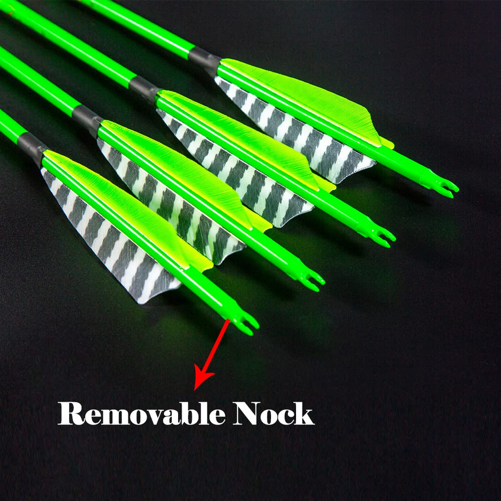 QunYing 300 340 400 500 600 Spine Traditional Archery Carbon Feather Arrows 31 Inch for Recurve Compound Bow Longbow Hunting Targets Arrow 12PCS Green 600