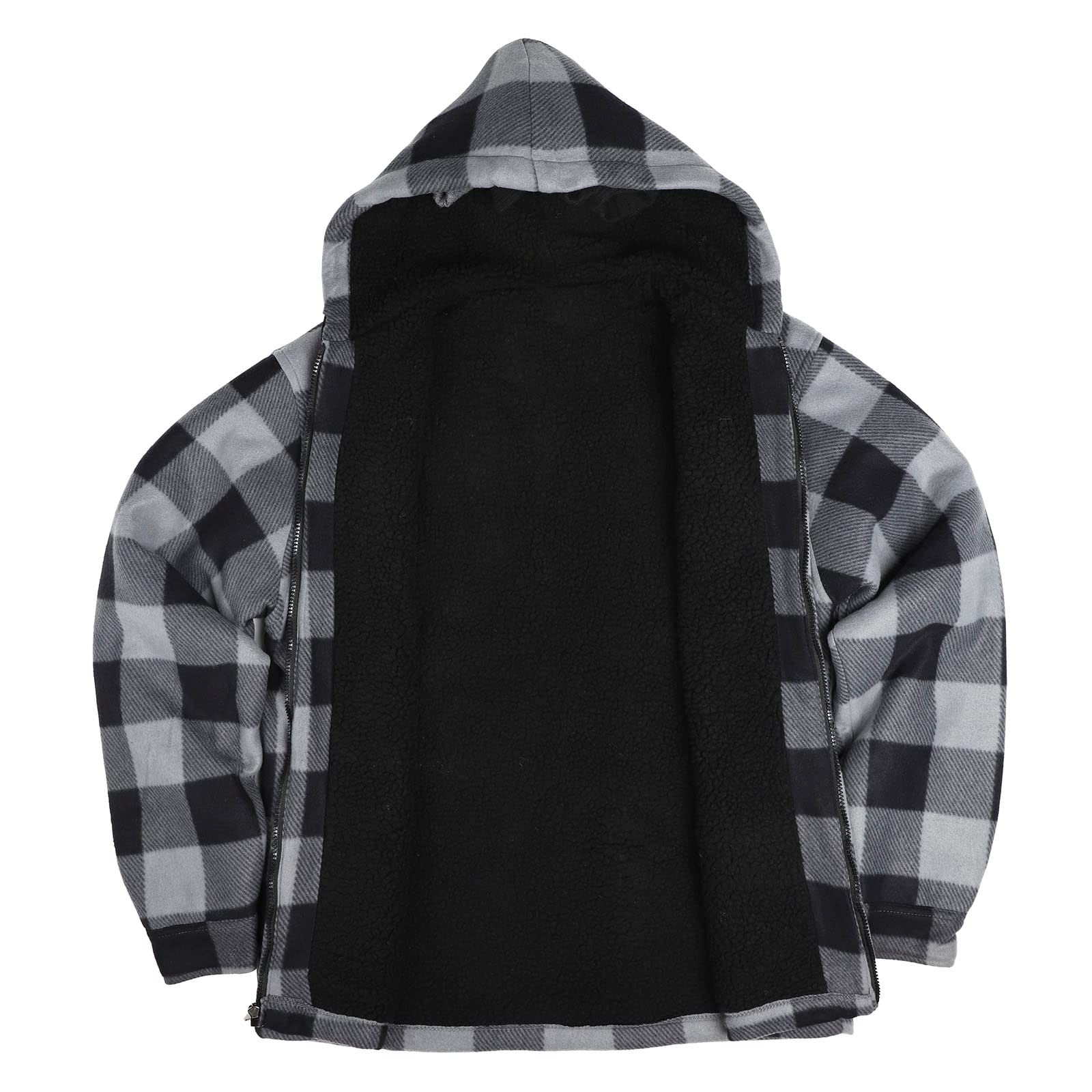 Gary Com Heavy Thick Flannel Plaid Jacket Sherpa Fleece Lined Hoodies for Men Zip Up Winter Warm Coat Buffalo Zipper Sweatshirt