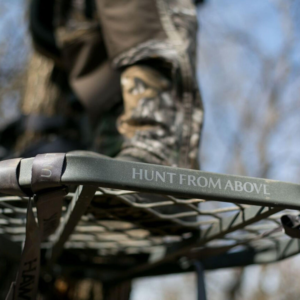 Hawk Hang-On Tree Stands – Durable, Comfortable Deer Hunting Platforms with Safety Harness Systems, Grey Finish, XL
