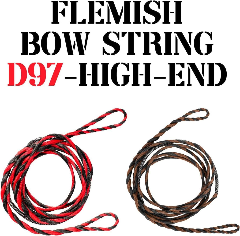 Deerseeker Flemish D97 Bow String Handmade Twist Bowstring 16 Strands 54-70in Fast Flight for Traditional Longbow Recurve Bow Replacement Archery Accessories (Brown+Black, AMO 64"(Actual Length 60"))